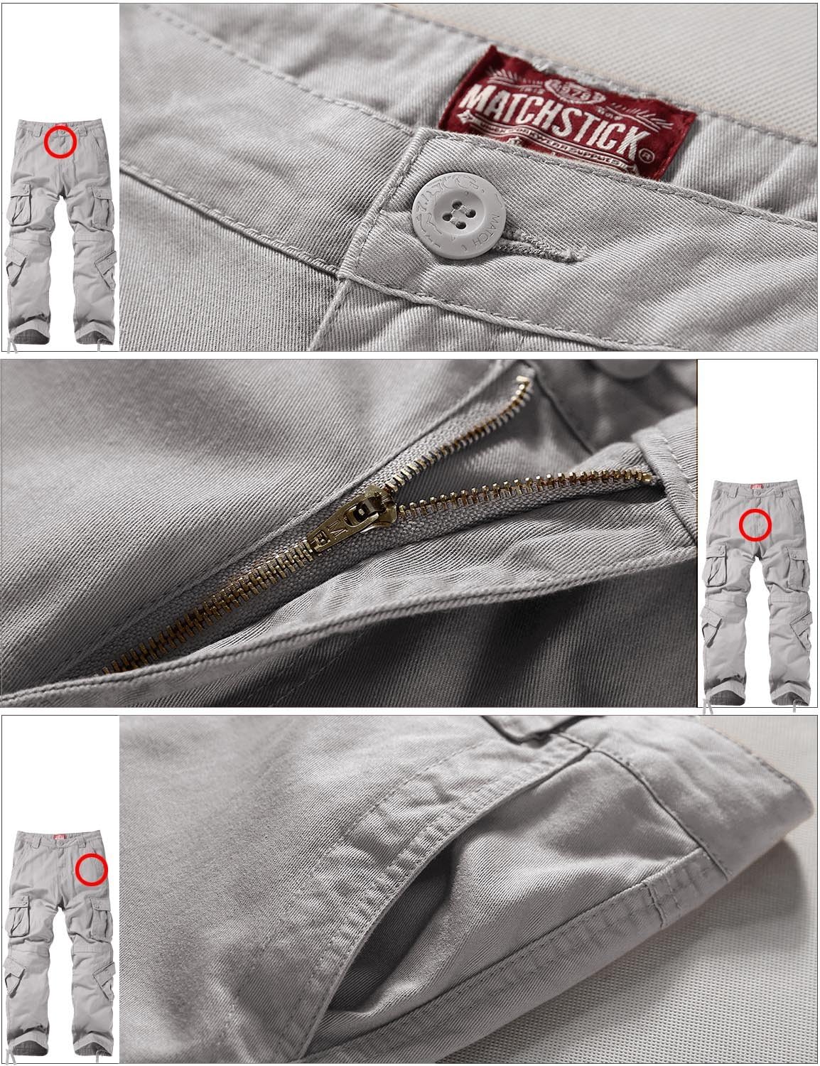 Match Men's Wild Cargo Pants 38 6053 Silver Gray