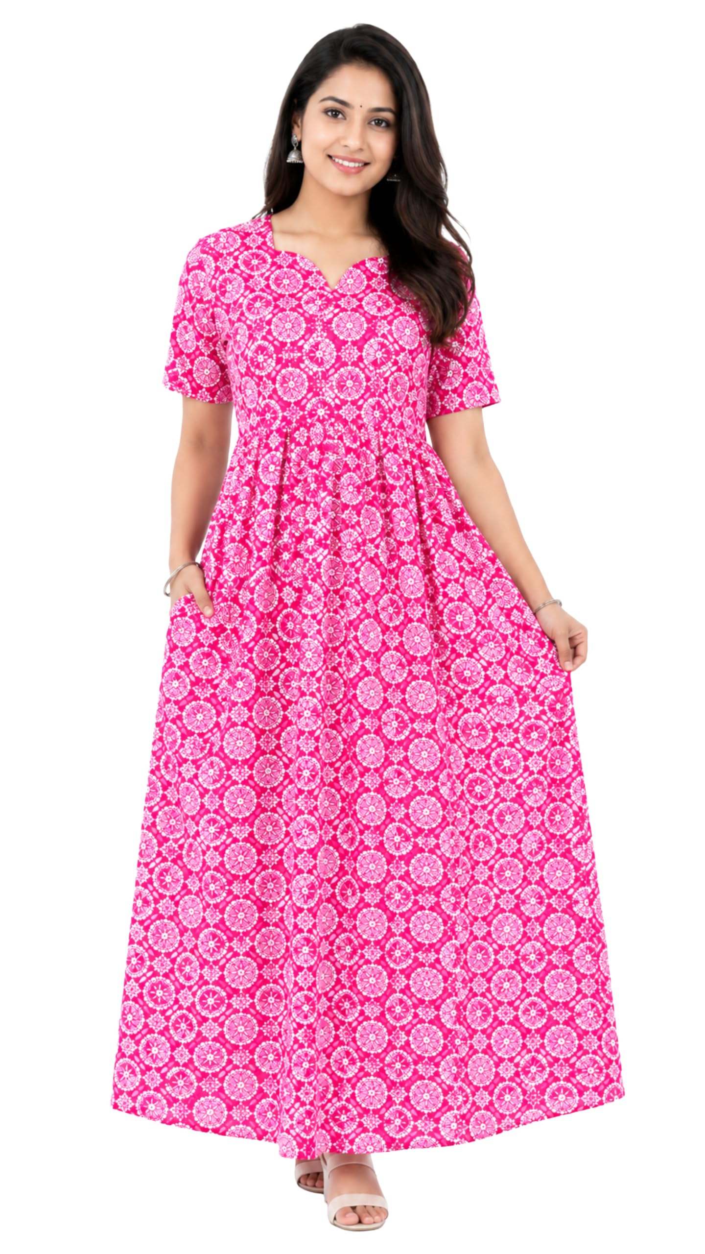 yanira Maxi Nighty | Frock Nighty | Cotton Nightdress for Girls & Women's | Jaipur Coton Nighties |Frock Style Nightgown-picture-33