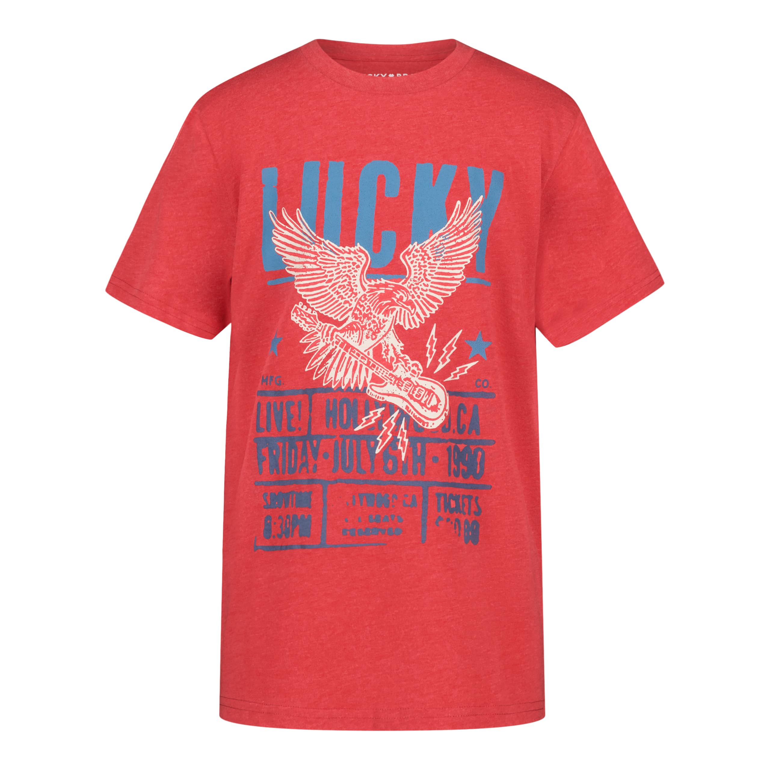 Lucky Brand Boys' Short Sleeve Graphic Crew Neck T-Shirt, Soft, Comfortable, Relaxed Fit
