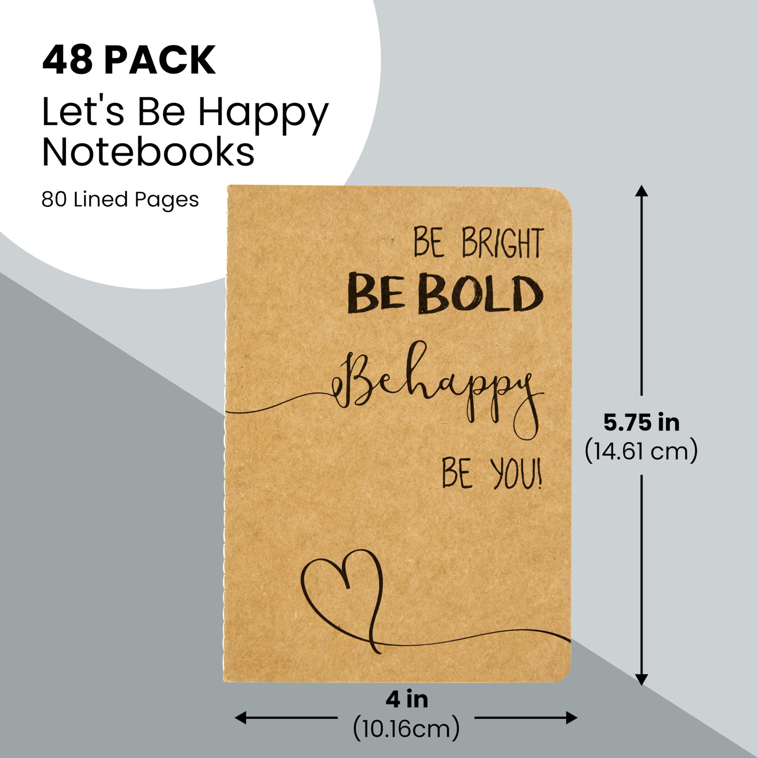Paper Junkie Cuadernos Kraft a granel, 80 páginas a rayas, 4 x 5.75 pulgadas, mini diarios para escribir, dibujar, garabatear, regalos para estudiantes, agradecimiento al profesor, suministros para el