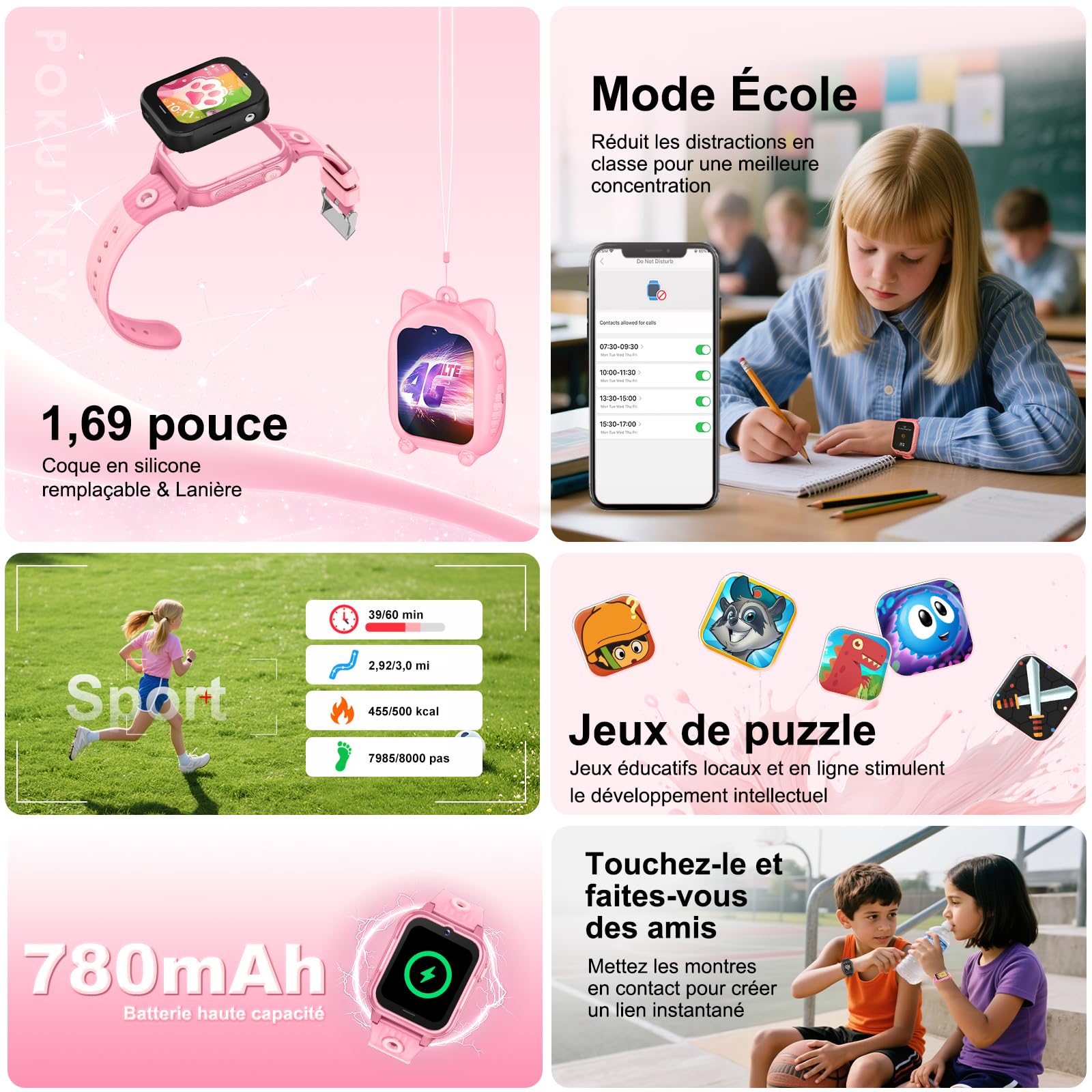 4G Montre Connectée Enfant GPS Tracker Appel Vidéo Téléphone