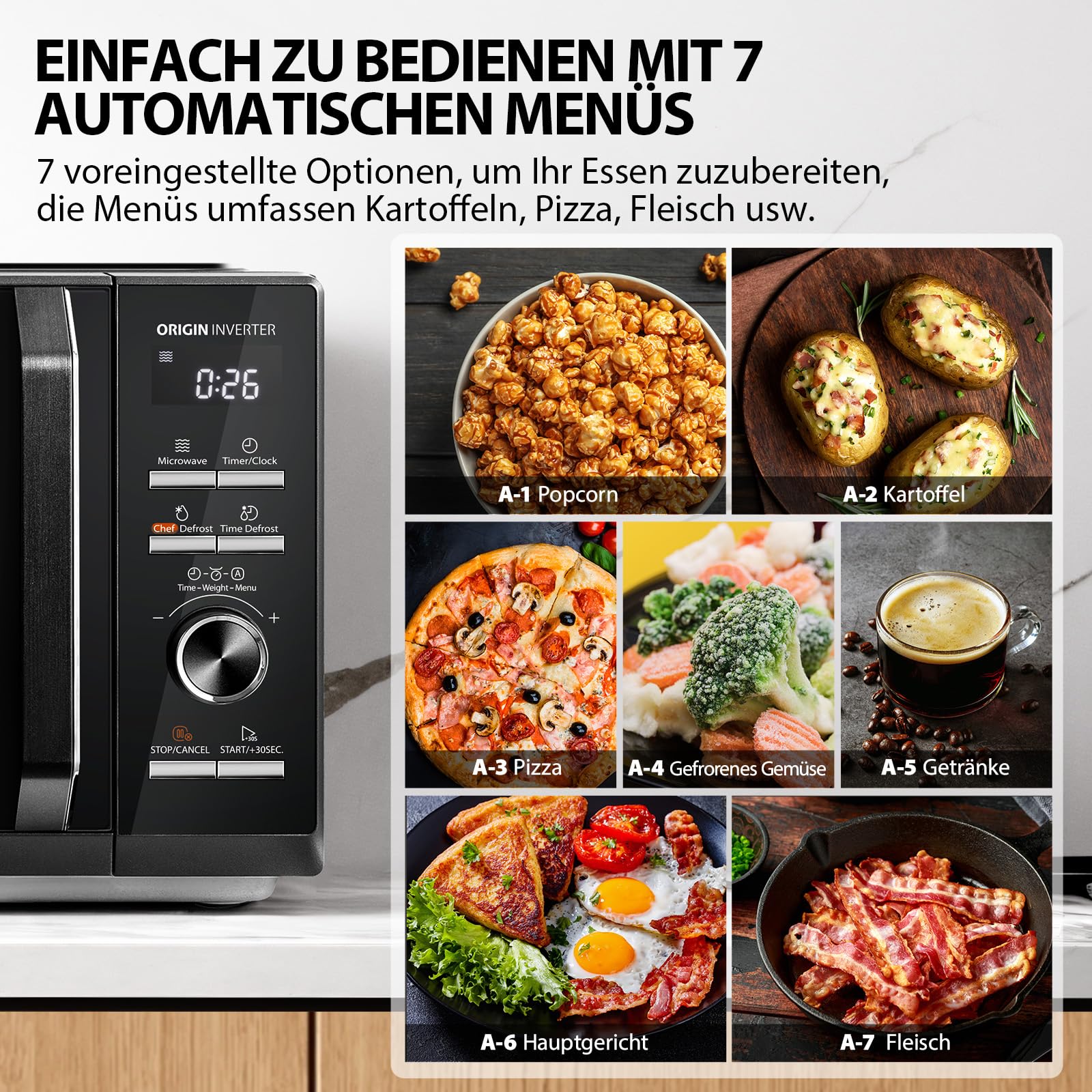 Toshiba MW3-AM25PFI(BK) Solo microonde 25L 900W forno a microonde in nero con inverter originale Chef-Defrost, 10 livelli di potenza, 7 menu auto, Easy Clean