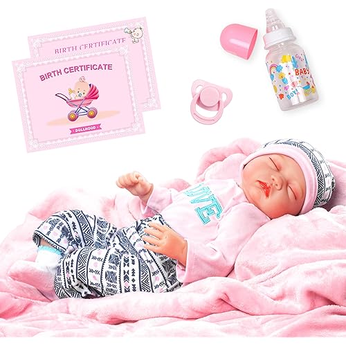 DOLLHOOD Reborn Baby Dolls - 22-Inch Realistic Baby Doll wit Baby Doll Accessories - Lifelike, Soft Silicone Newborn Girl Doll with Movable Arms and Legs - Comes with a Birth Certit