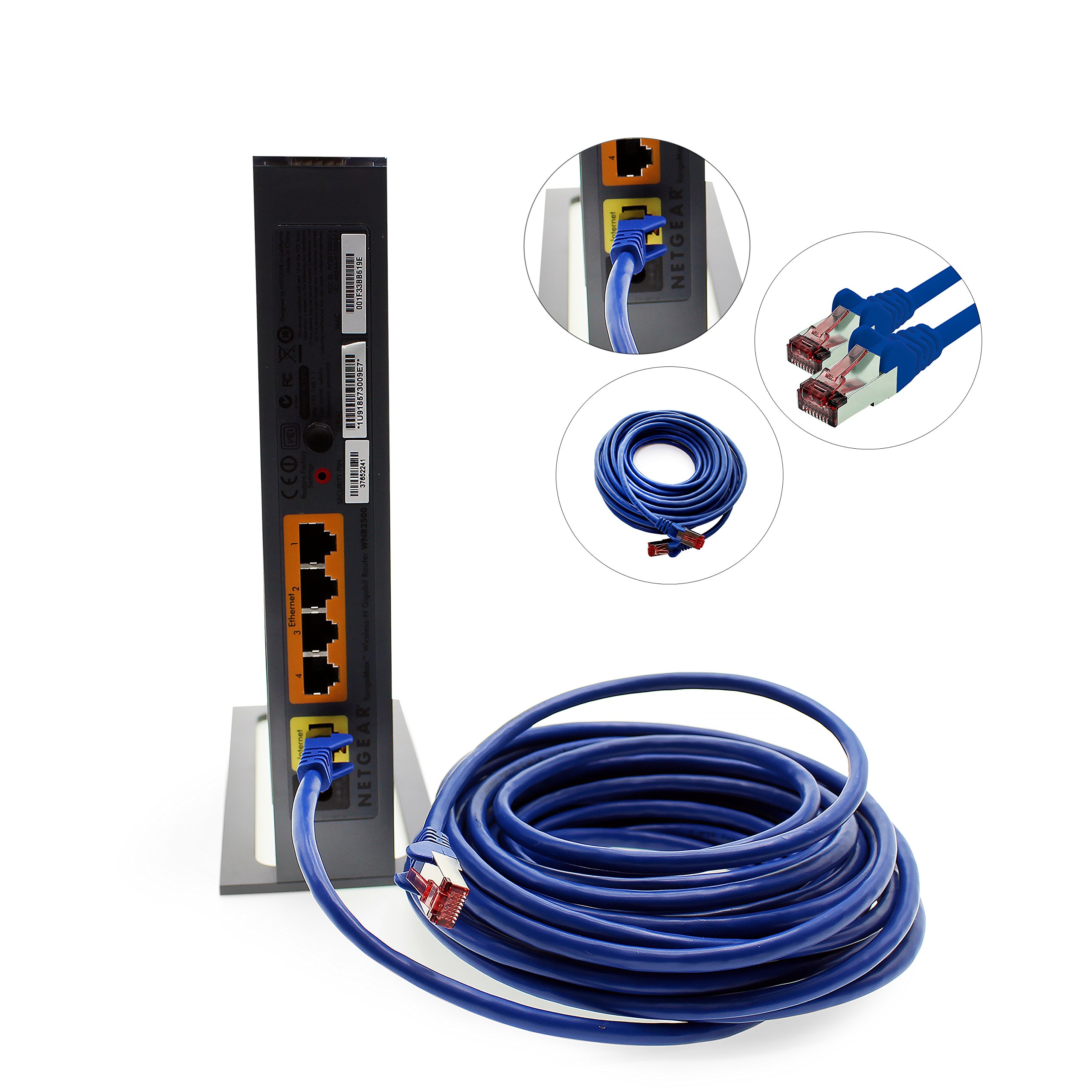 1aTTack.de - 1x 10m CAT6 patch cable S/FTP PIMF shielding CAT.6 RJ45 network cable Ethernet cable DSL LAN router switch modem patch panel - blue - 1 piece — view 7