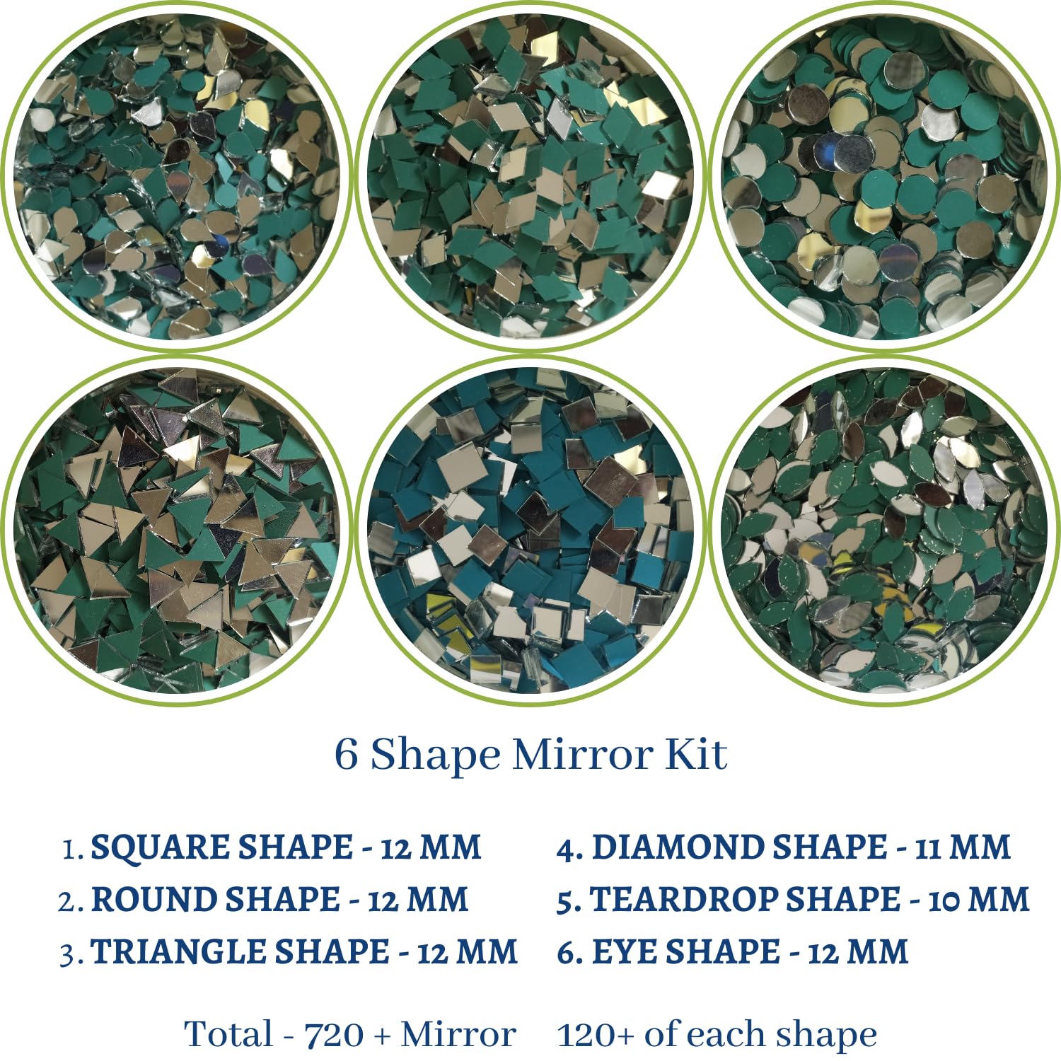 Ceramic Cones & Mirror for lippan Art & Craft with Free Glue Cone, Mandana Art, Texture Art, Pottery, Liner, DIY Decorative Purposes (Pure for Sure) (6 Mirror and 4 Cone) 1