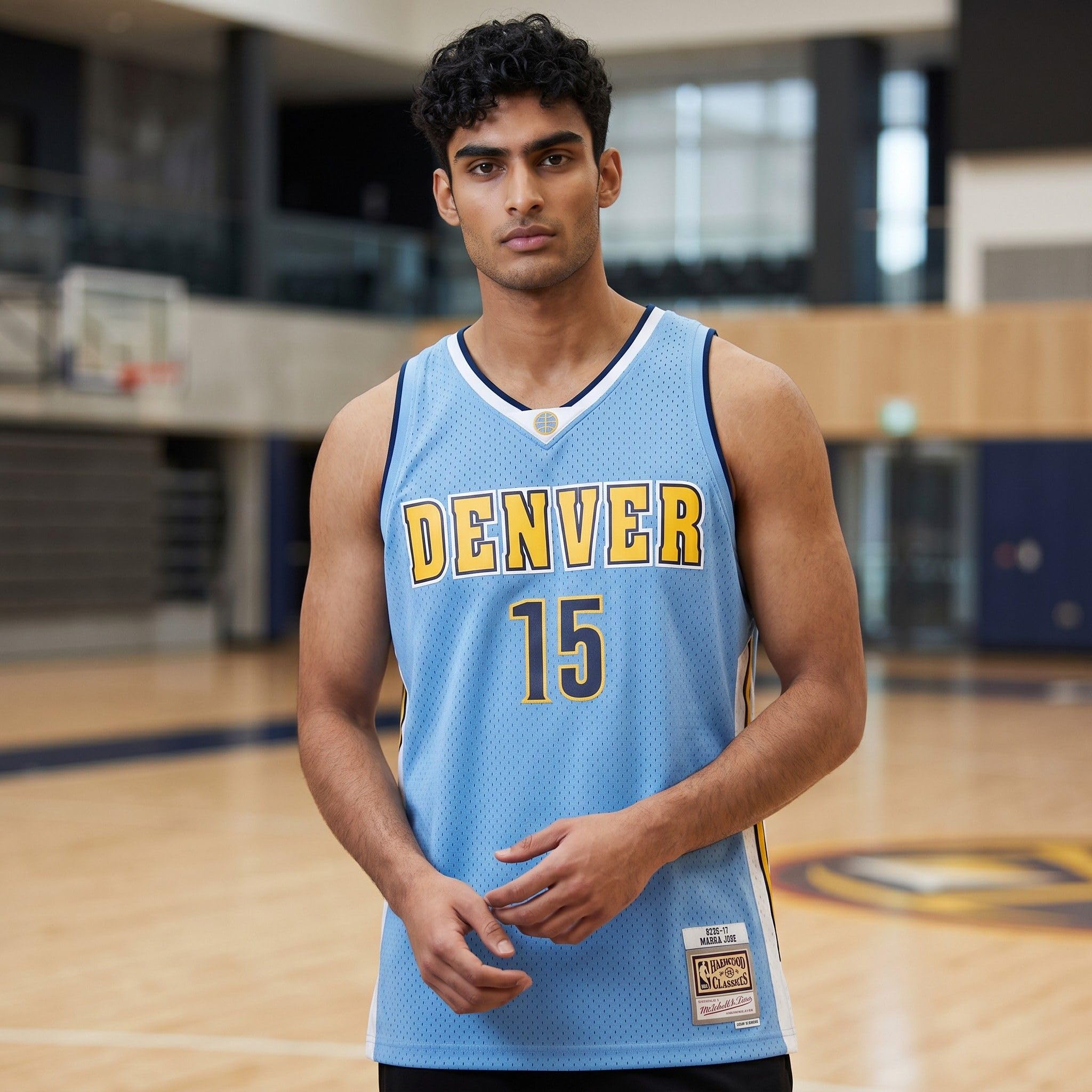 Mitchell & Ness NBA Swingman - Maglia da Basket in Jersey Denver Nuggets, Nikola Jokić 2016, Columbia Blu