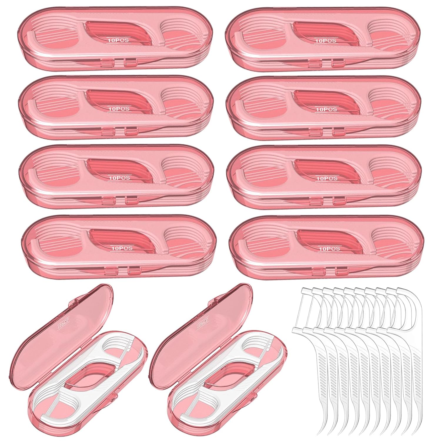 10 Pack Flosser Dispenser Dental Floss Case Mini Floss Picks Professional Toothpicks with Travel Case Travel Purse Essentials