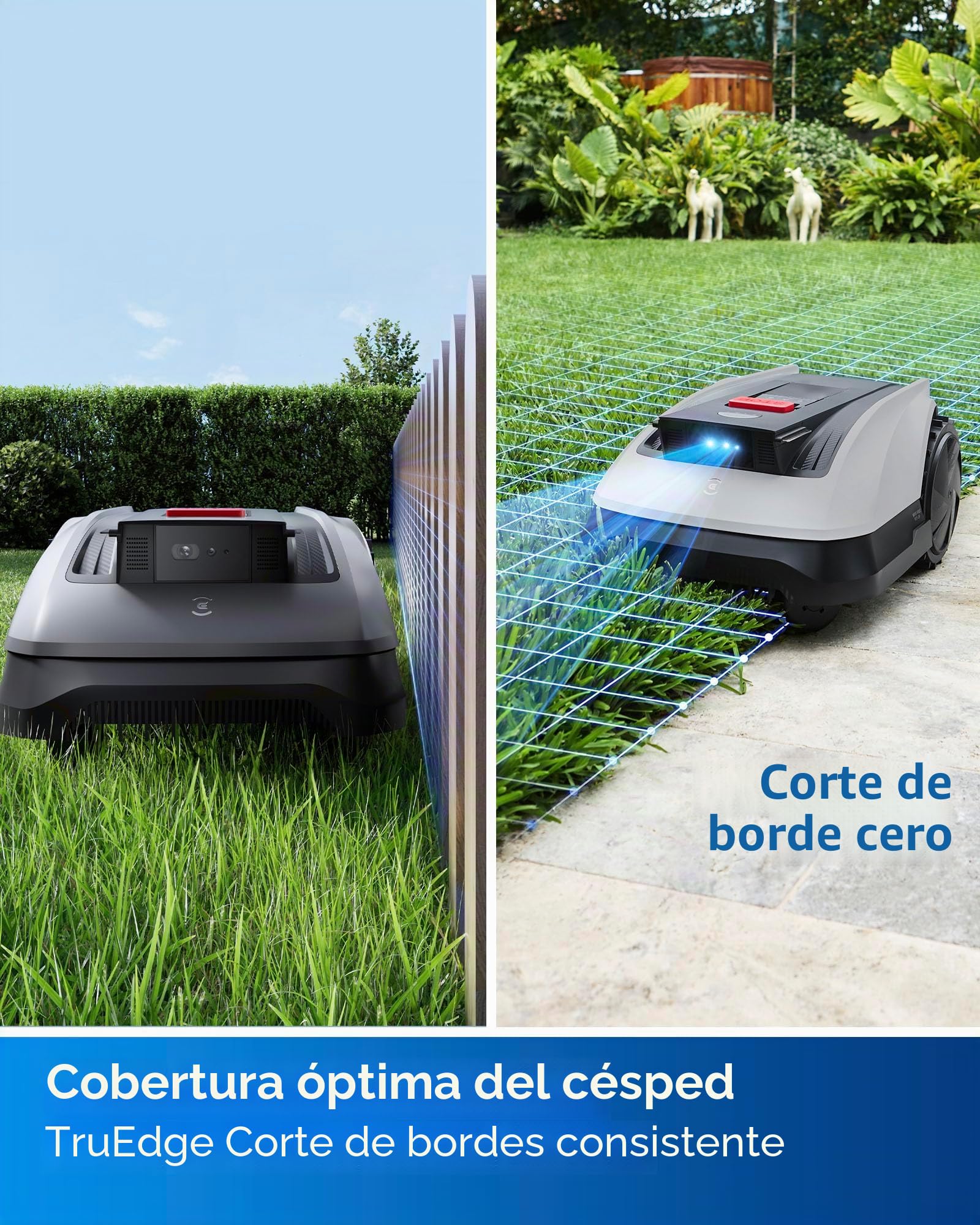 ECOVACS Goat O1200 RTK Robot Cortacésped 1200㎡, Sin Cables, Navegación con RTK+Visión Mejorada por Lidar, Diseño ultradelgado de 40 cm, Mapeo automático, Corte Personalizable, Pendientes del 45%