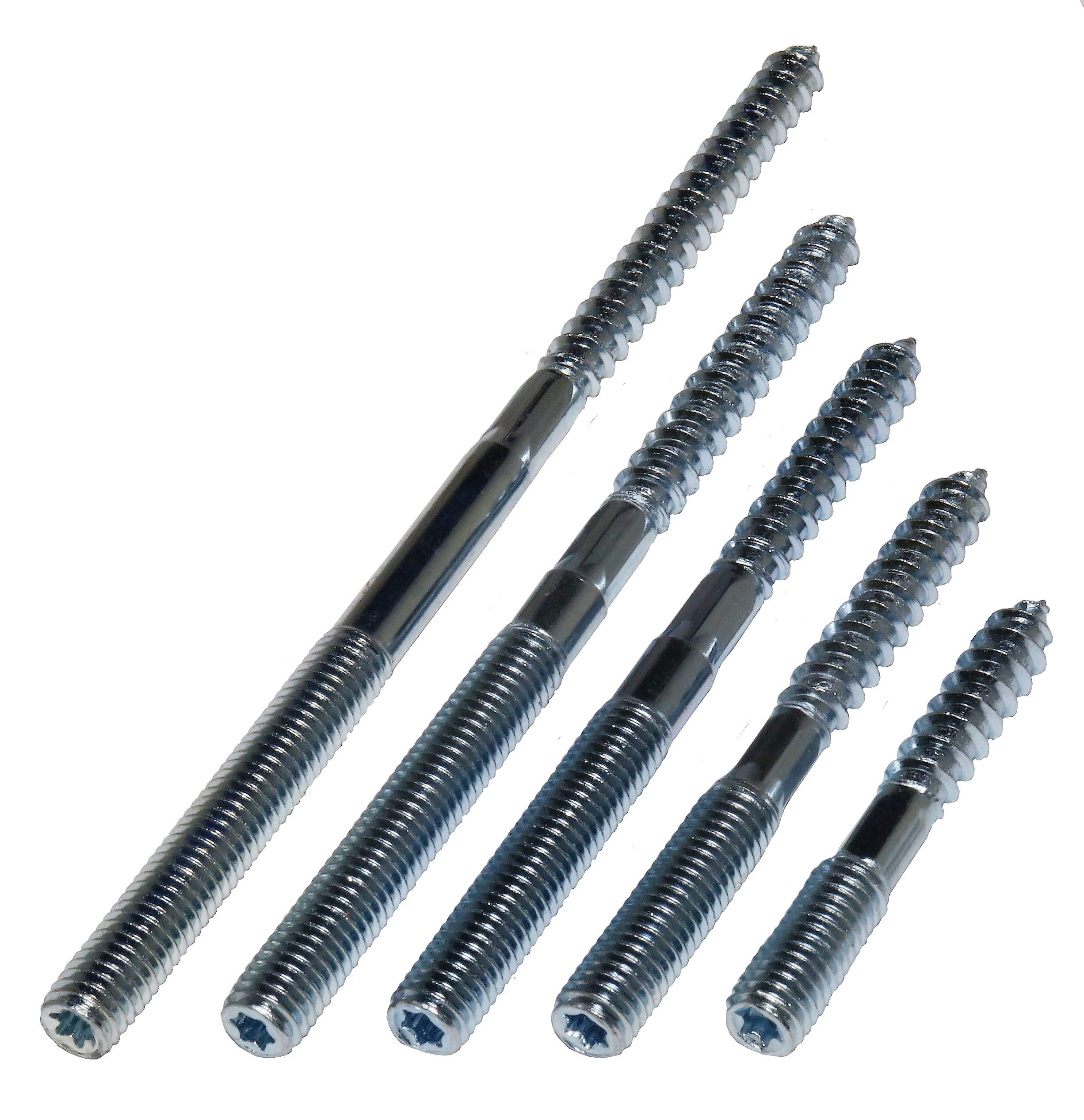 Rohrfix-24 120 Stück Stockschrauben M10 mit Sechskant und Torx, Silber, Verzinkter Stahl, Befestigungselemente