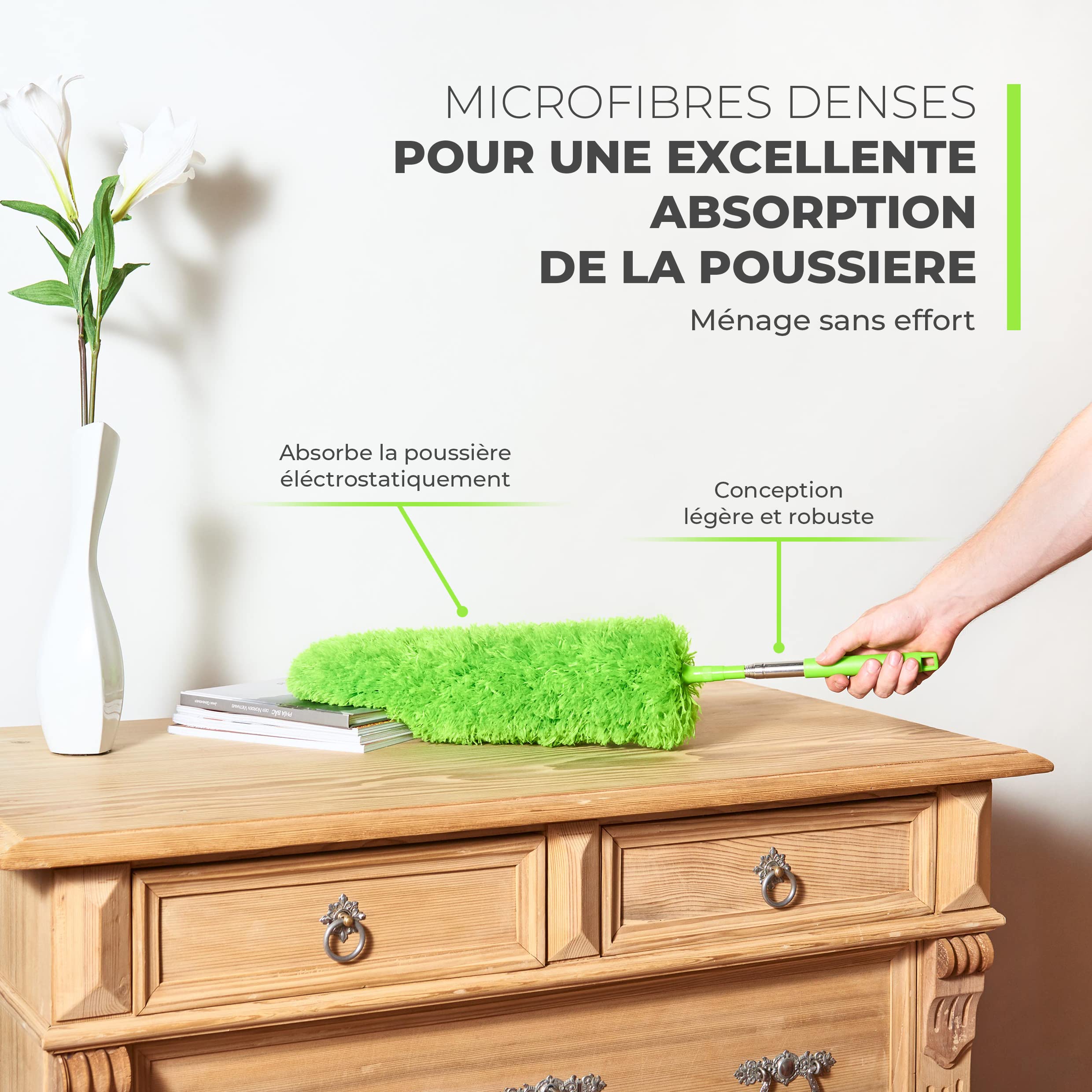 GÜTEWERK DUSTR Jeu de 2 têtes de Rechange pour Gütewerk dustr - Têtes de Remplacement pour plumeau à poussière - Uniquement pour Gütewerk dustr