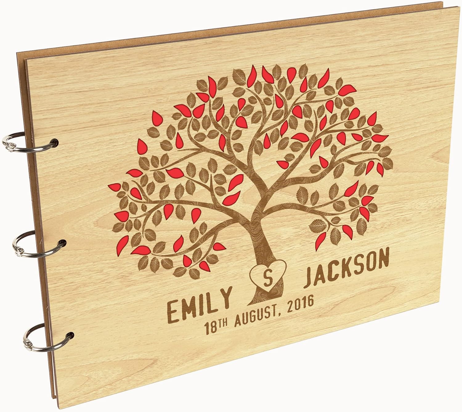 Darling Souvenir Personalized Engraved Laser Cut Wedding Guest Book Wooden Cover Sign-in Book Registry Guestbook Scrapbook-6I