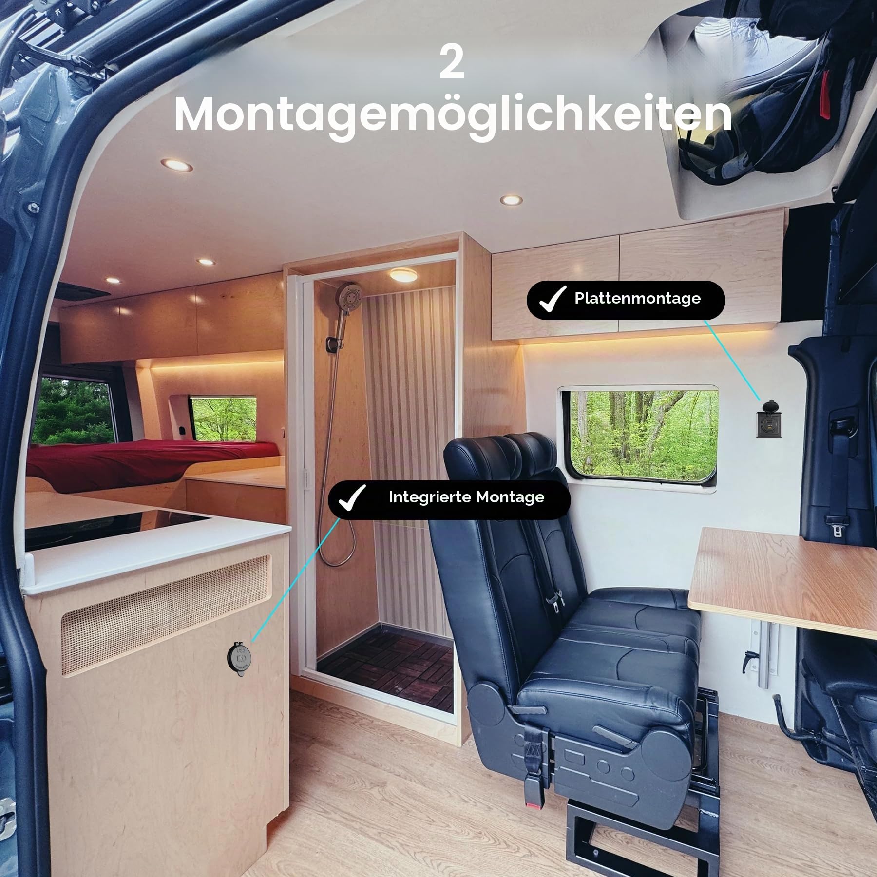 118 W Wohnmobil USB Steckdose, 100 W PD und 18 W USB-A Dual-Port-Steckdose, leistungsstarkes USB-C-Schnellladegerät, Laptop, Tablet, Handys, ideal für Wohnmobil, Boot, Anhänger (1er-Pack) (1er-Pack)
