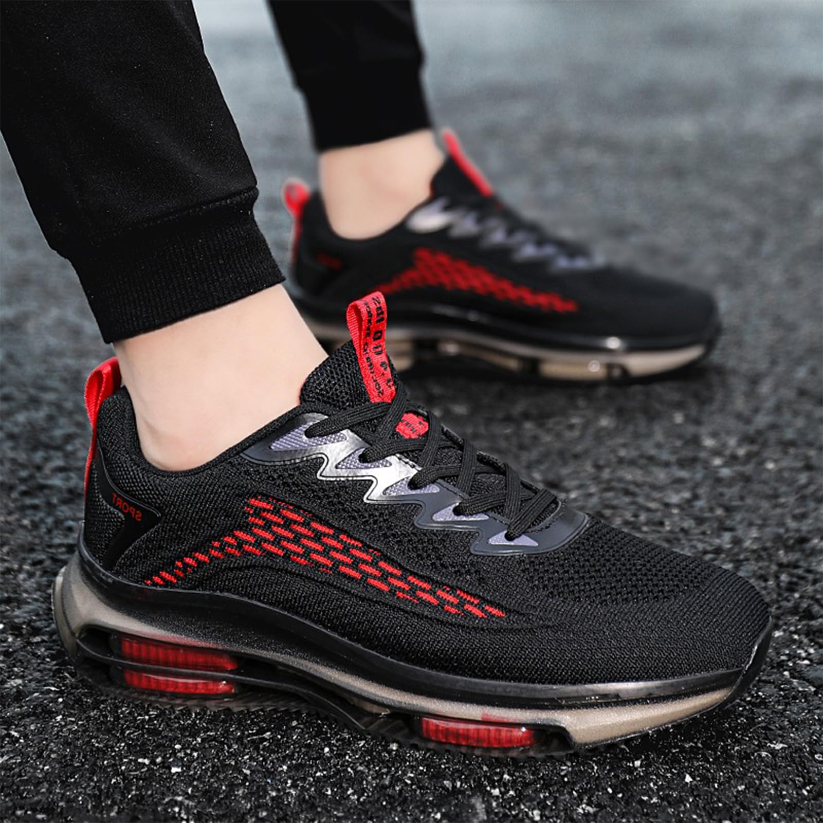 Scarpe Running Uomo Scarpe da Corsa Uomo Sportive Ginnastica Trail Running Sneakers Nero Blu Rosso 39-48EU