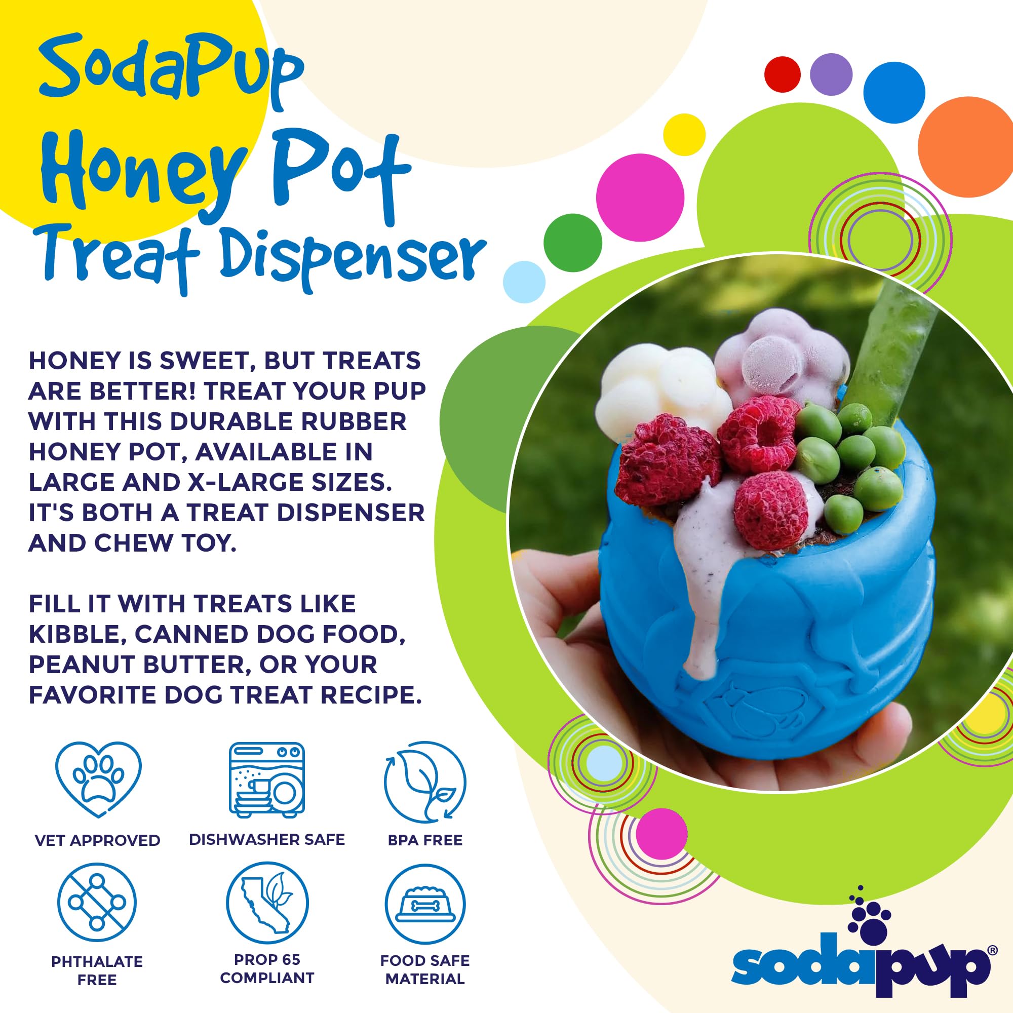 Amazon.com: SodaPup Honey Pot – Durable Dog Treat Dispenser