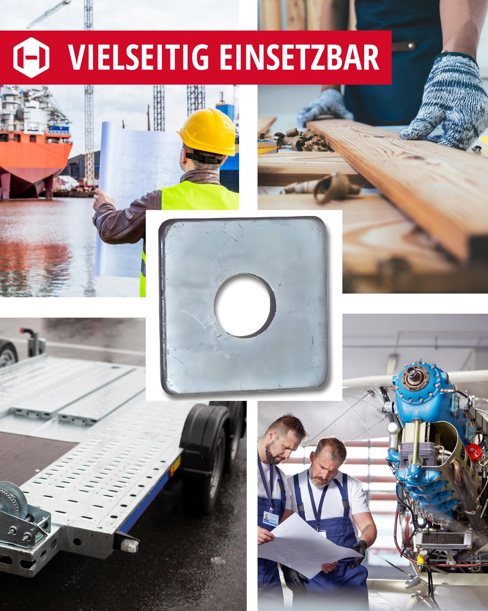 Gedotec Unterlegscheibe aus Stahl verzinkt | 20 Stück Beilagscheiben rund | M24 | nach DIN 436 gefertigt | Vierkantscheibe für Holzkonstruktion | Karosseriescheiben | Beilagscheiben-Sortiment
