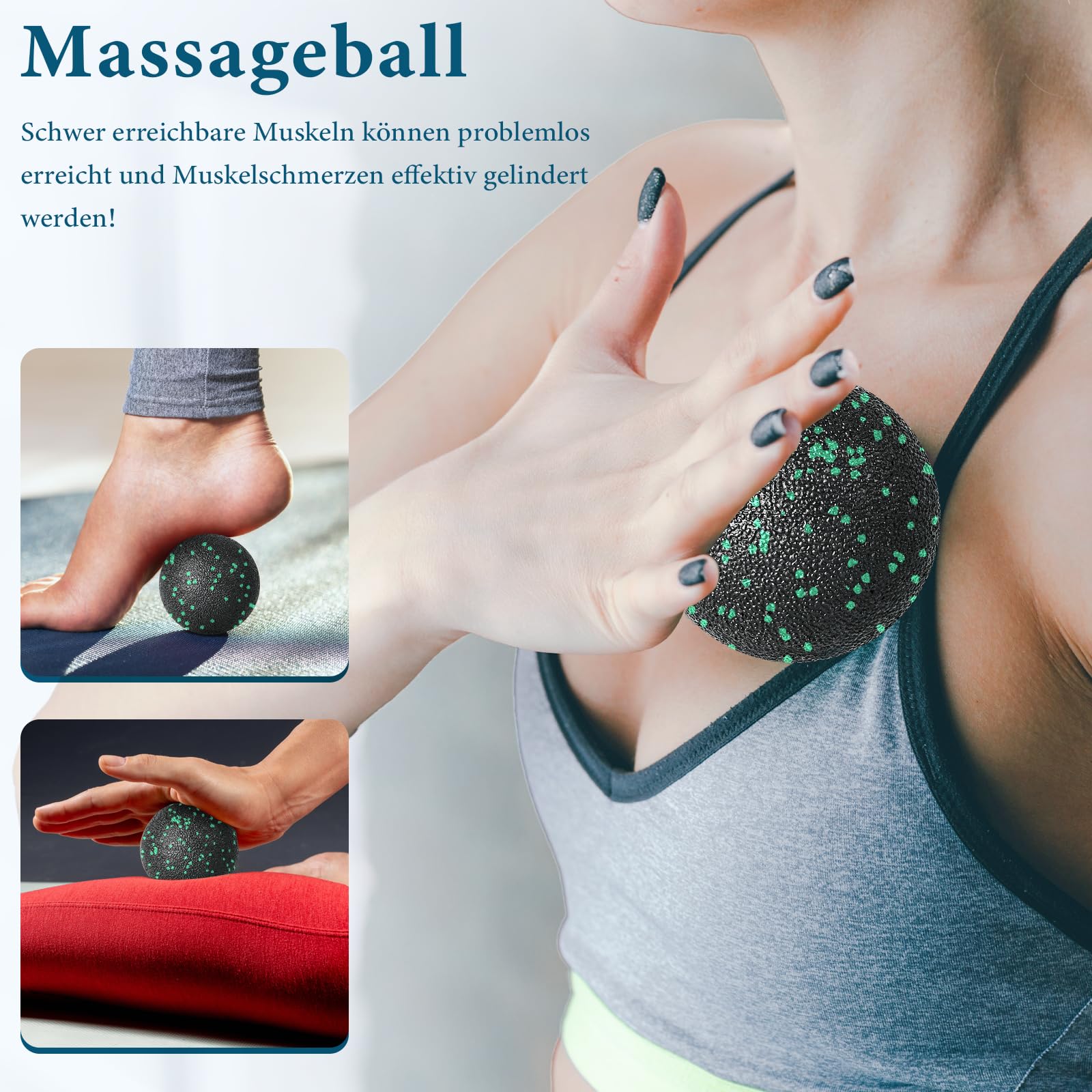 Zestaw wałków do masażu powięzi Blackroll Foam Roller zestaw z piłką do masażu powięzi, mały wałek do masażu powięzi, mały i podwójna piłka, do jogi, powięzi, treningu mięśni, zielony