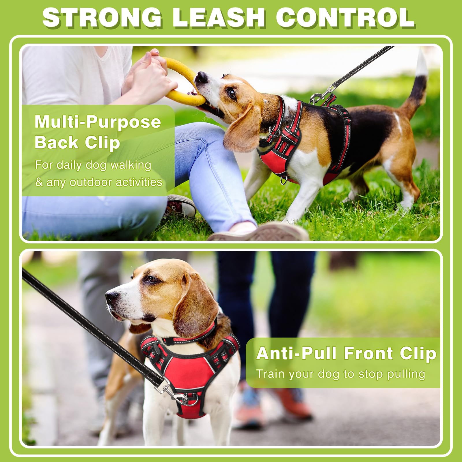 WINSEE Arnés para perro sin tirones, arnés para mascotas con collar para perro, chaleco Oxford reflectante ajustable para exteriores, clips de correa delantera/trasera para perros pequeños, medianos,