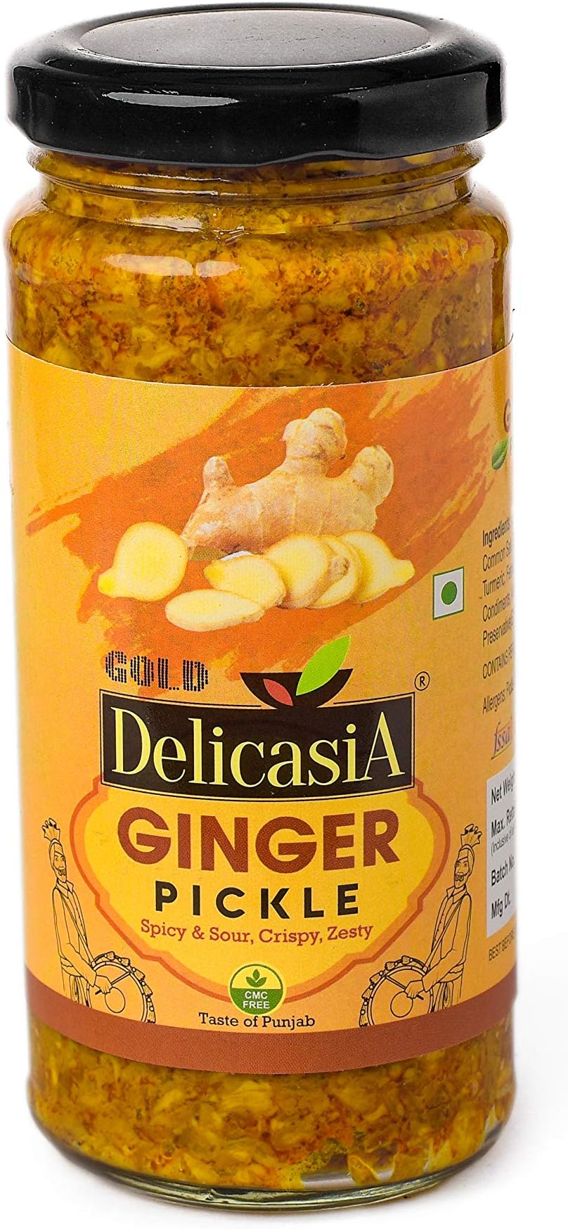 DELICASIA Gold Ginger Pickle 250 gm Indian Flavor NO Artificial Color and Flavors Gluten Free 77 Years of Trust (Ginger Pickle)