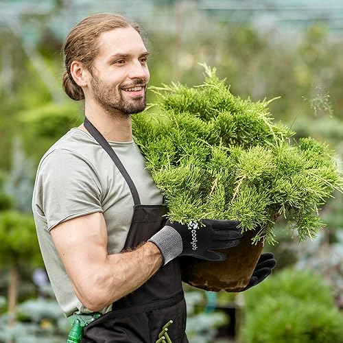 Miniatura 5 de COOLJOB Guantes de jardinería para hombres, 2 pares de guantes de jardín con revestimiento de goma transpirable, guantes de trabajo para hombres,