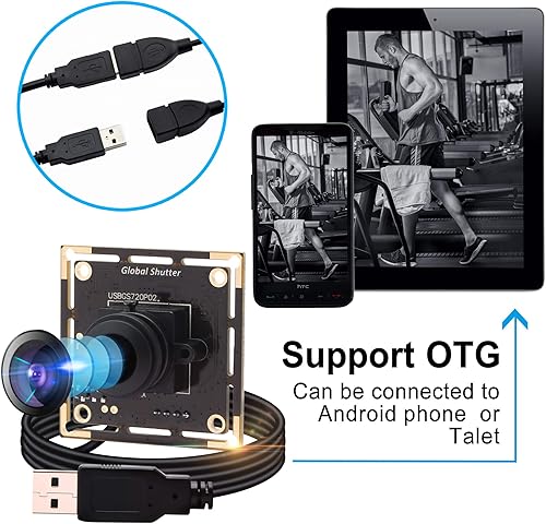 Miniatura 3 de Obturador global USB Fisheye módulo de cámara gran angular 720P 60FPS USB Cámara web para computadora Mini UVC USB2.0 Cámara de PC USB de alta