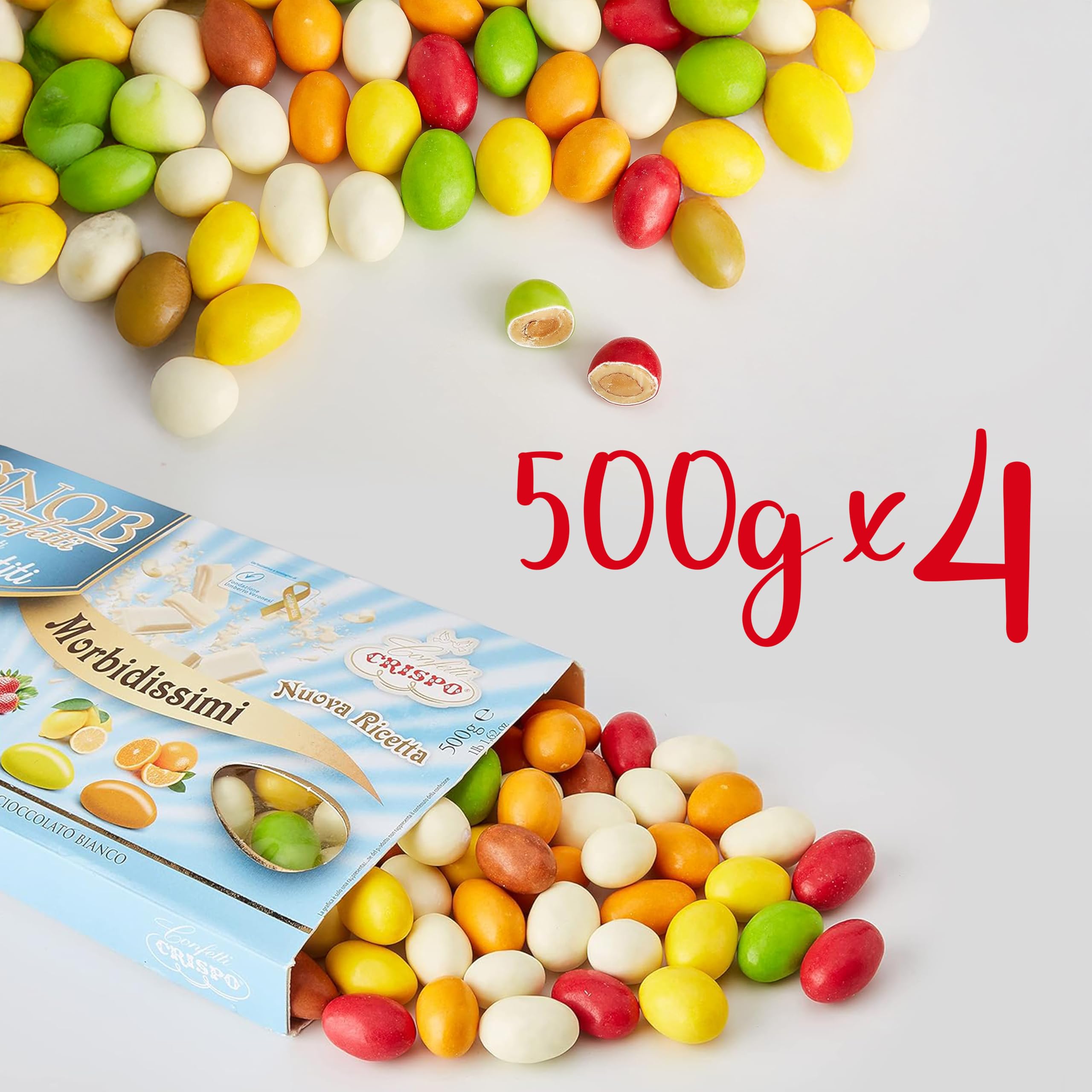 Confetti Snob Crispo 2 Kg, Gusti Assorititi con Mandorla Tostata Ricoperta di Cioccolato Bianco per Bomboniera Confettata Matrimonio Comunione - 2000 Grammi