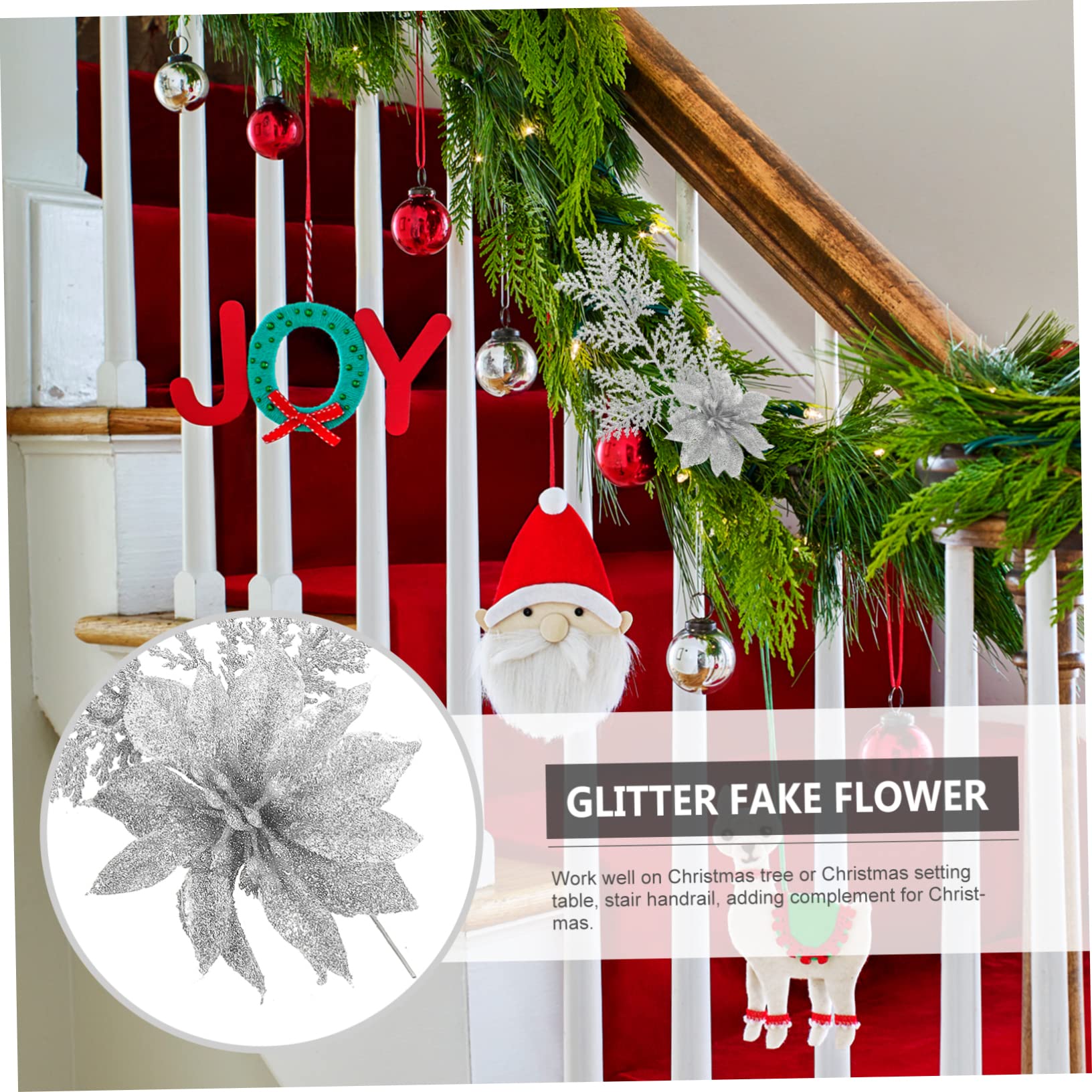 Cabilock 3 Set Di Rami Di Pino Di Natale Decorazione Floreale Artificiale Ghirlanda Glitterata Accessorio Per Albero Di Natale Ciondolo Per Arredamento Per La Casa 6 Pezzi*3