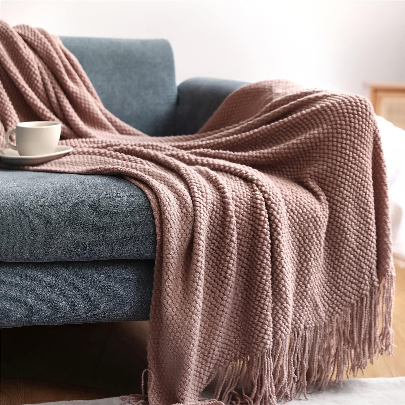 Zoomlie Nordic Handgemachte Strickdecke, modischer Überwurf, für Sofa ...