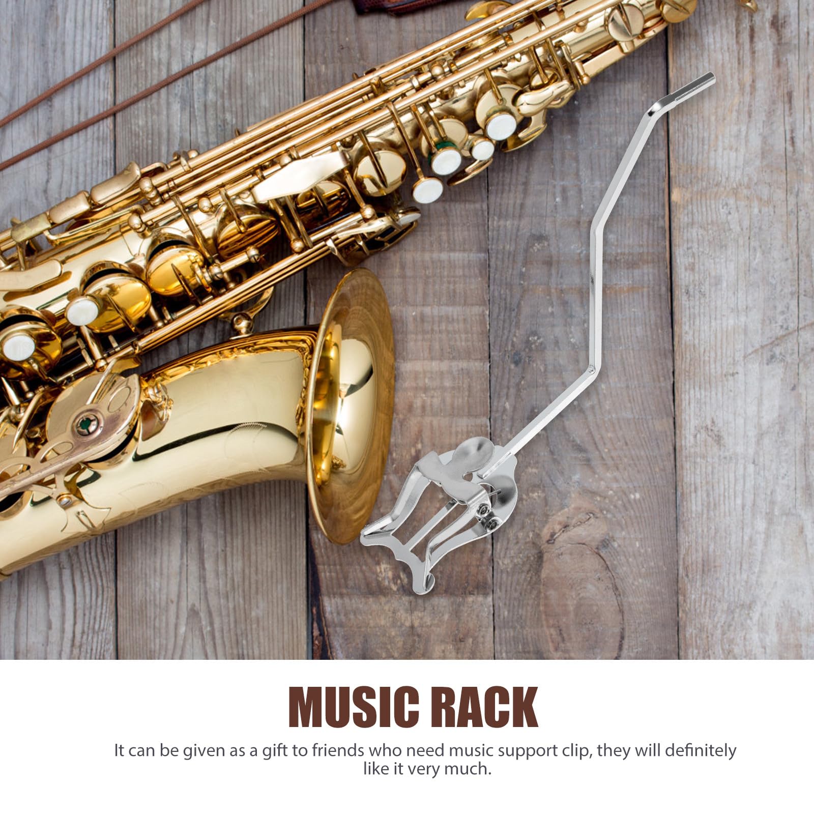 Abaodam Lyre de Plaquage Américaine pour Saxophone Baryton Plat, Clip Porte-partitions Antidérapant en Matériau Solide, Accessoire Musical pour Lecture et Pratique des Partitions