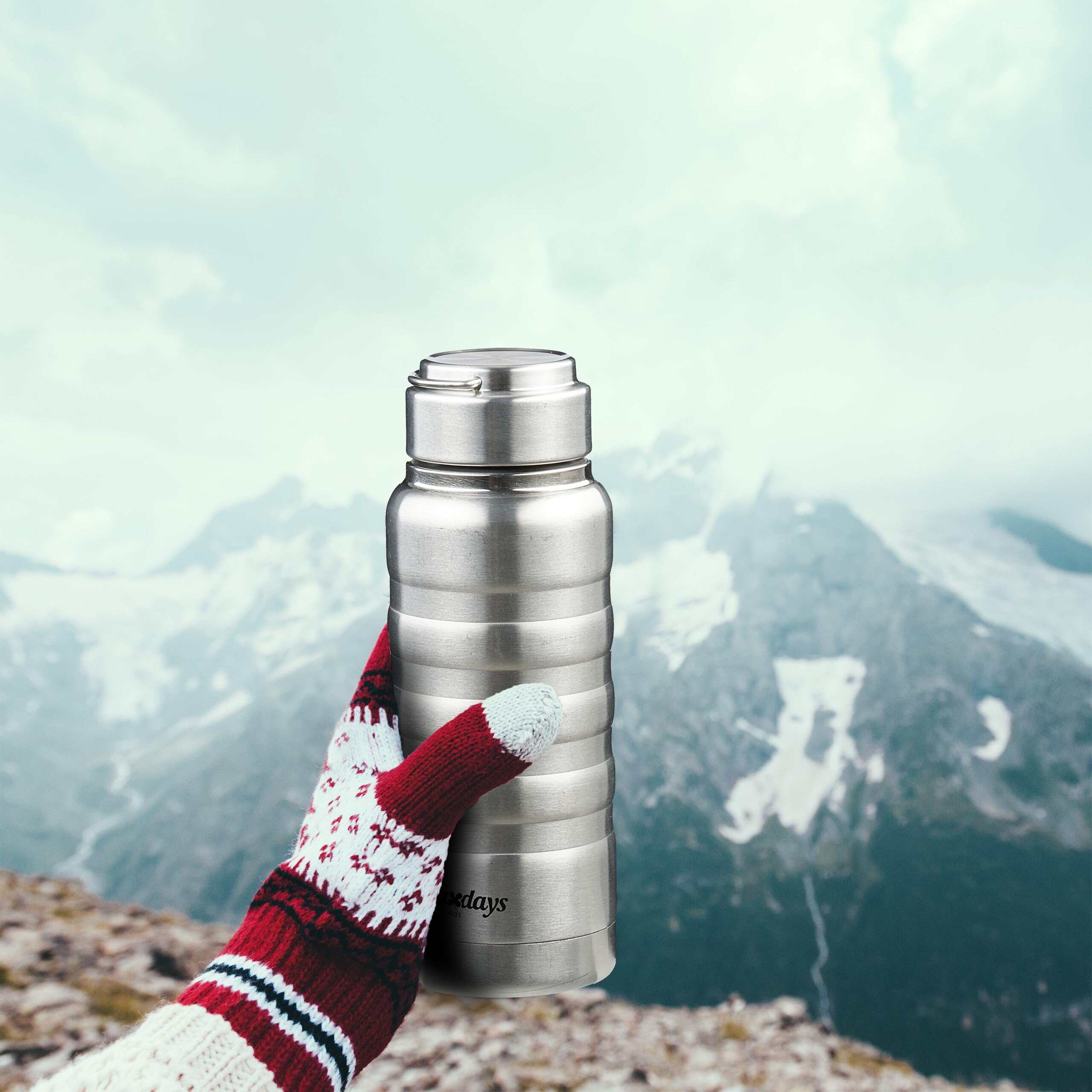 Borraccia Termica Pylones Mini Keep Cool 40 Cl - Acciaio Inox, Mantiene Caldo 9 Ore - Design Papaveri