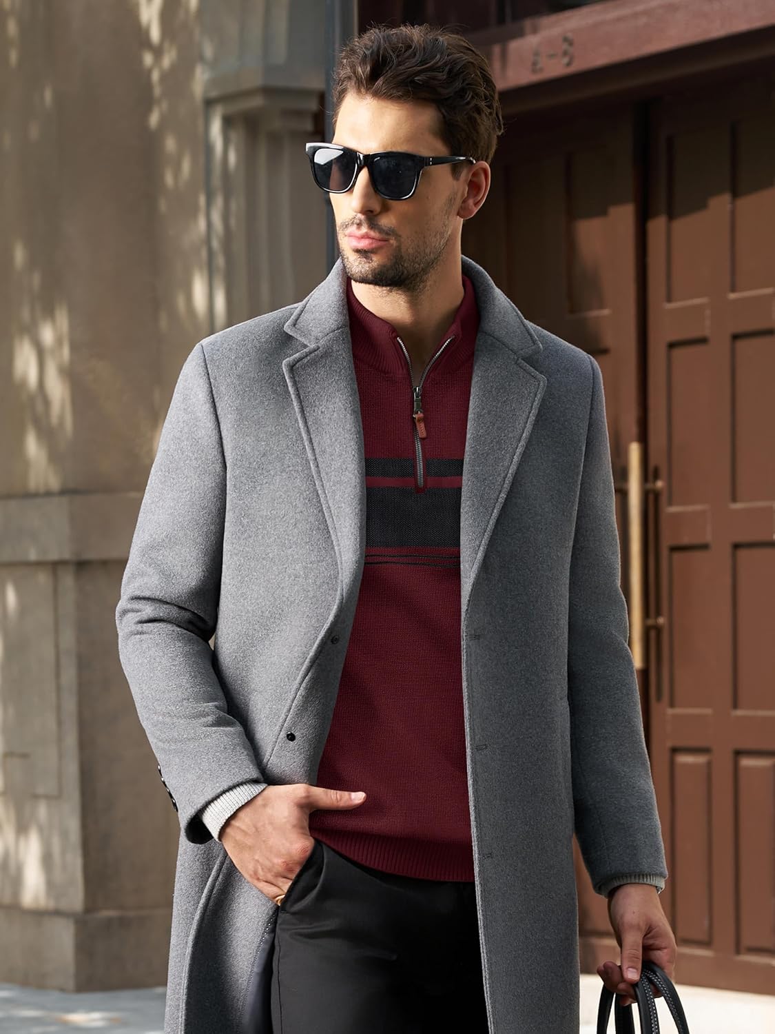 MAGNIVIT Men's Sweater Quarter Zip Striped Pullover Fall Winter Spring Color Block Polo Sweatshirts - Image 4