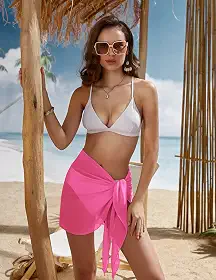 Saída de praia feminina curta sarongue chiffon saia saída de praia saída de praia P-3GG