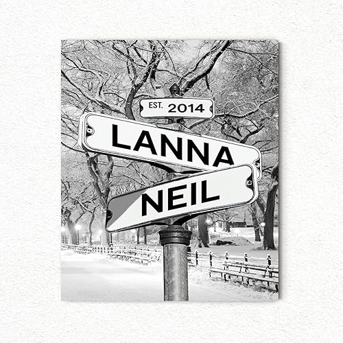 Miniatura 4 de Letrero de calle con apellidos, arte de pared en lienzo, letrero de encrucijada, regalo personalizado para parejas, regalo de compromiso