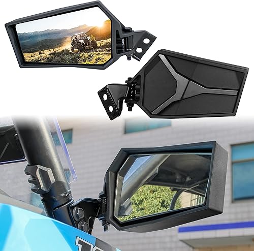 Espejos laterales retrovisores para Polaris RZR XP 1000, espejos retrovisores laterales transparentes plegables ajustables para accesorios Polaris