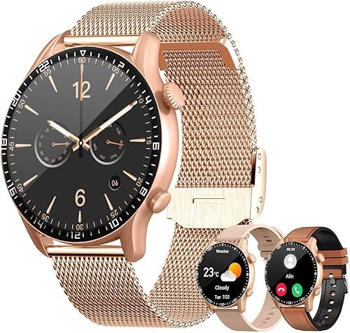 LogHog Relojes inteligentes para mujeres y hombres, Android, iPhone, redondo, 1.43HD, pantalla AMOLED, Bluetooth, moderno, actividad, calorías,