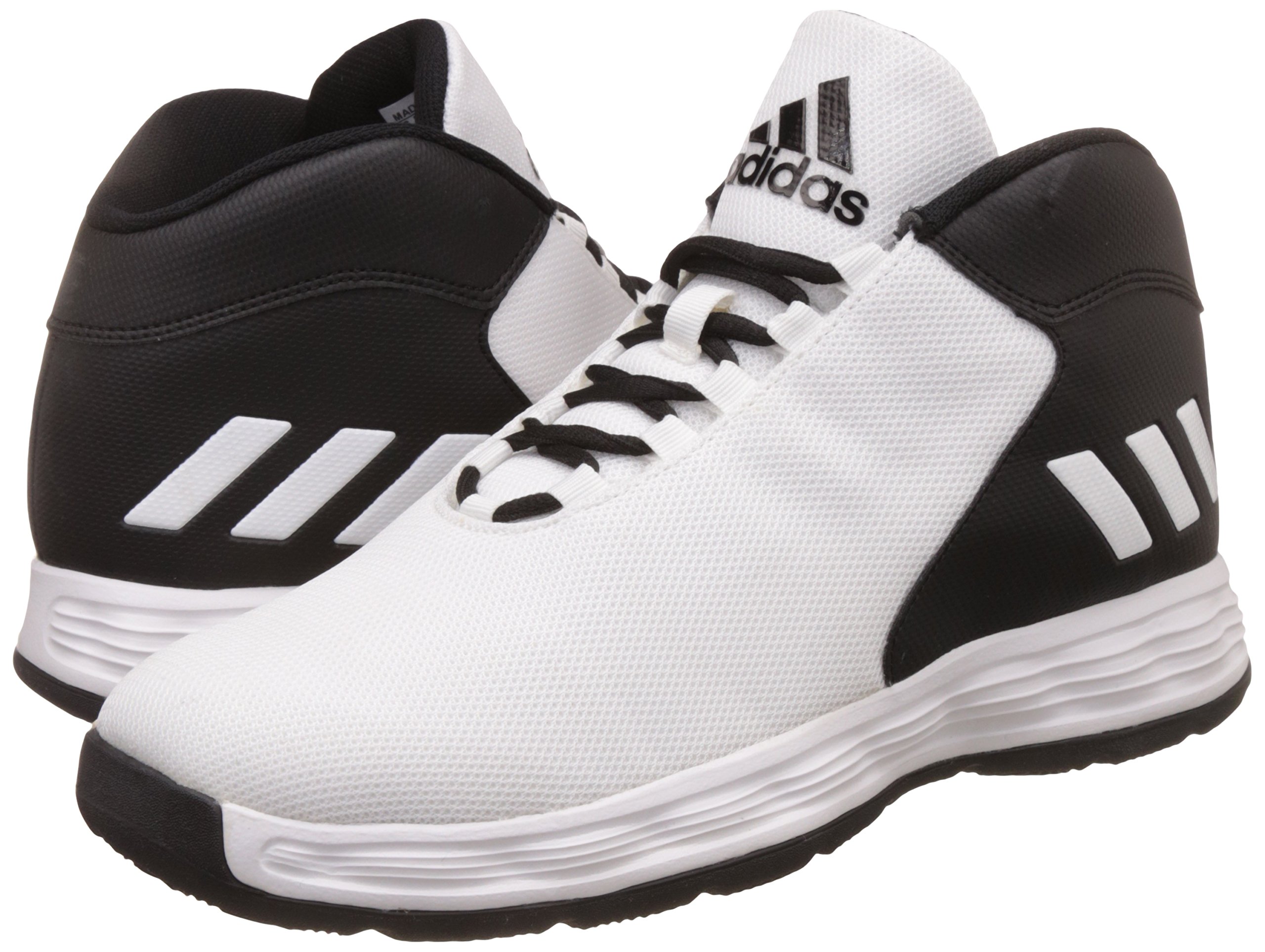 Adidas Mens Hoopsta Black And White Leather Basketball Shoes 12