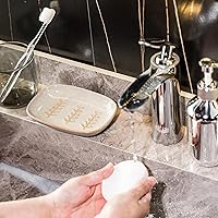 Vista 5 de Jabonera de cerámica con soporte, elevador de jabón para jabón de barra y esponja, jaboneras de ducha para baño y cocina, bandeja para guardar jabón