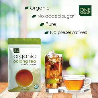ONE ORGANIC Instant Oolong Tea Powder 4.4 oz. 125 Servings USDA Organic 100% Pure Tea - Instant Hot or Iced Unsweetened