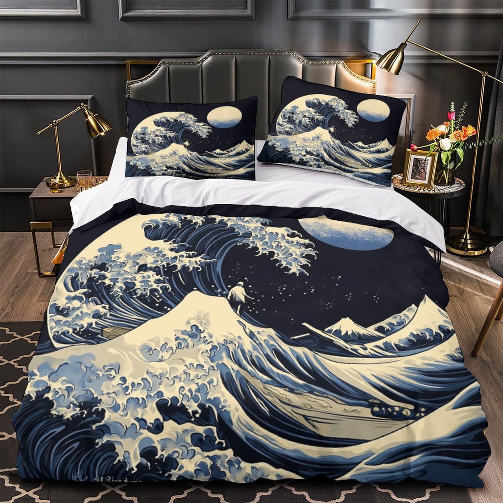 Housse de couette ukiyo imprimé 3D microfibre de qualité supérieure