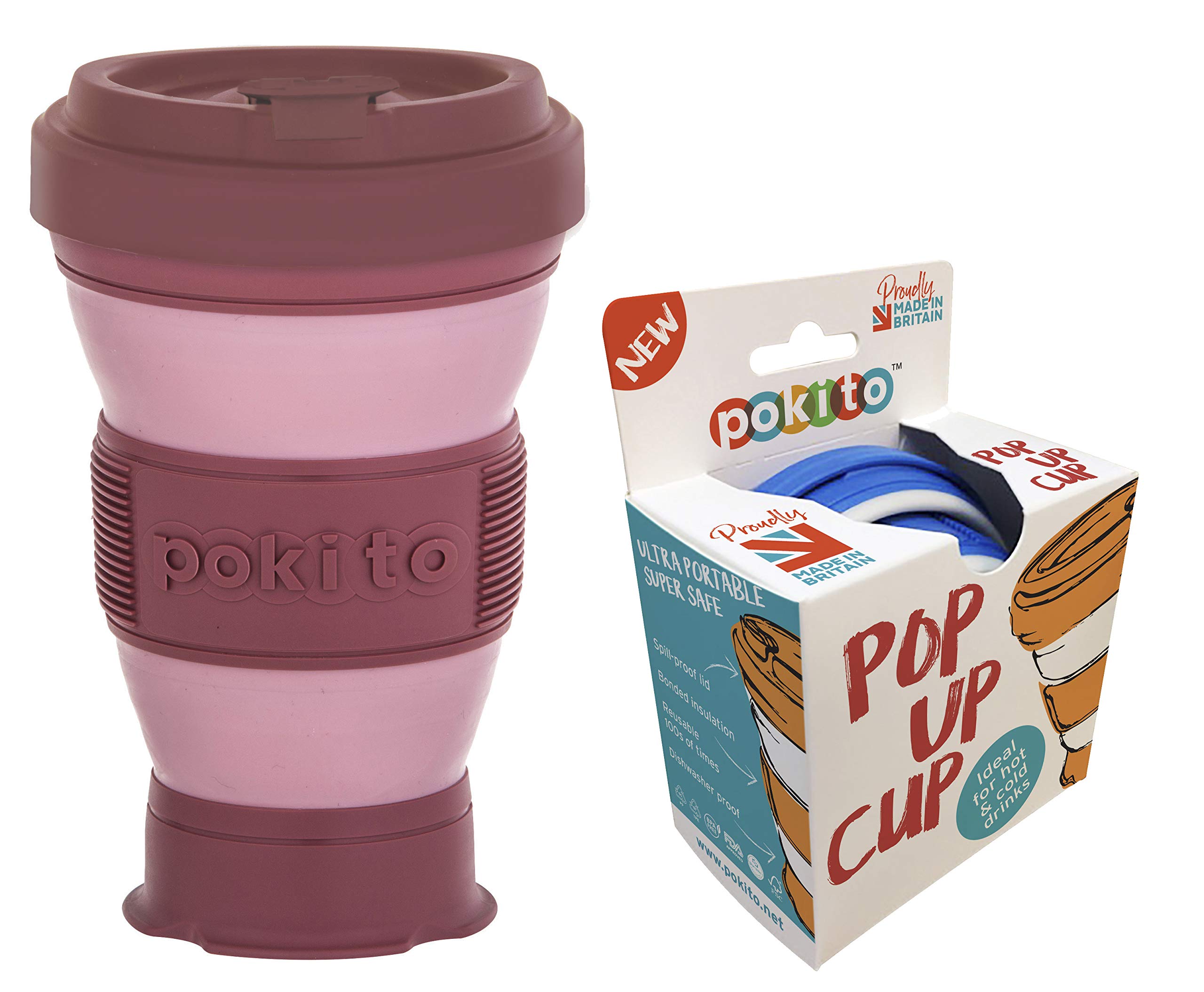 Tazza Da Viaggio Pop-up DLE0056PK 475 Ml - Pieghevole, A Prova Di Perdite, Colore Rosa/fard - 3