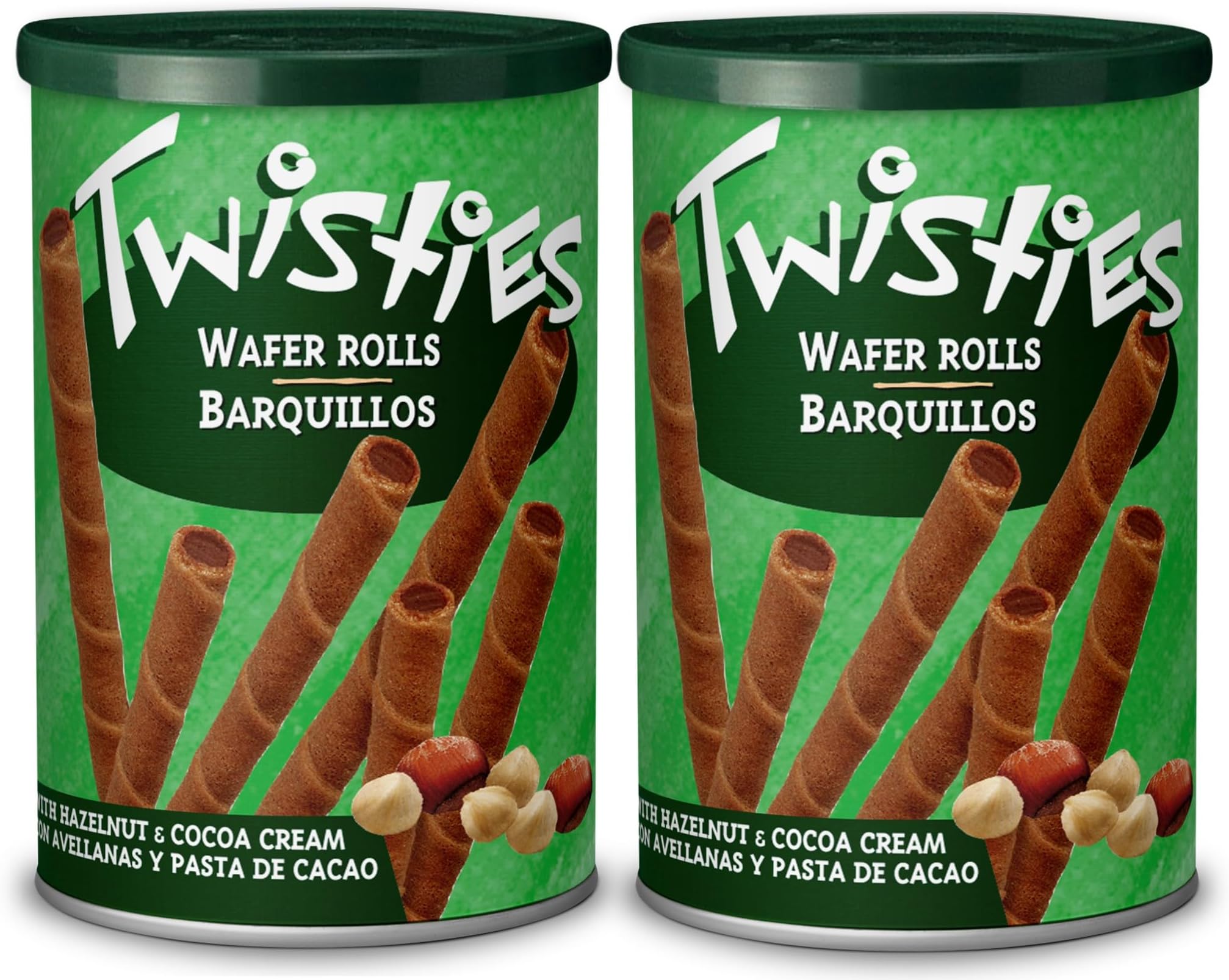 Wafer Rolls with Flavoured Cream Filling Selection 400g (Hazelnut, Pack of 2)