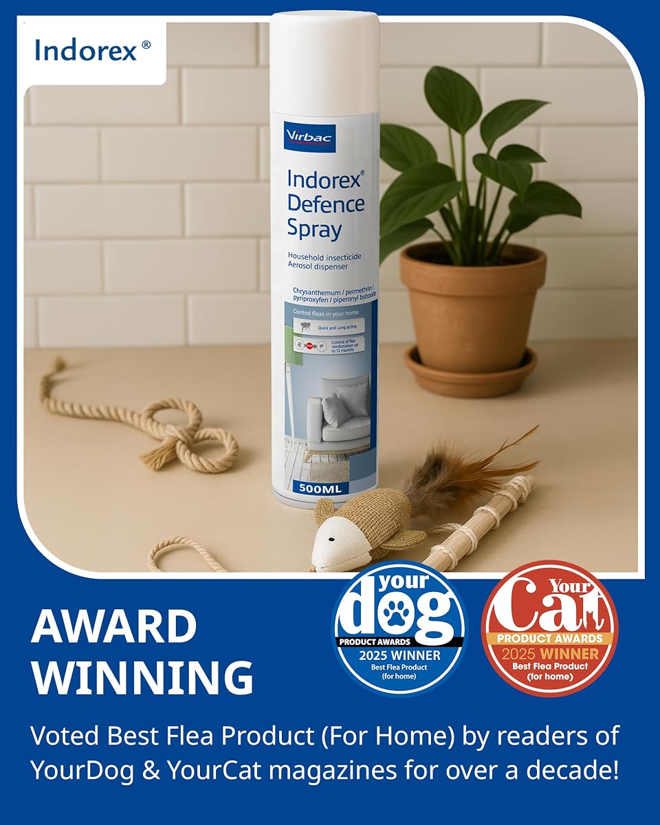 Virbac Indorex Defence Flea Spray for the Home – Long-Lasting 12-Month Protection Against Fleas and Dust Mites – 2 x 500ml Ca — view 3