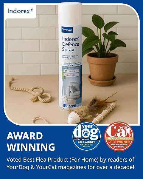 Virbac Indorex Defence Flea Spray for the Home | Long-Lasting 12-Month Protection Against Fleas and Dust Mites | 500ml Can - 3