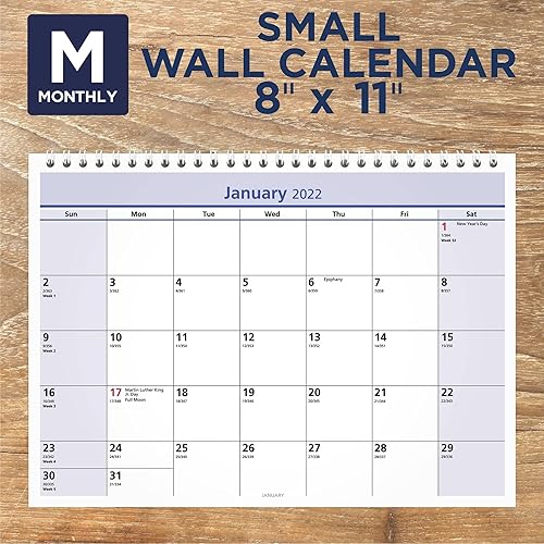 Miniatura 4 de AT-A-GLANCE - Calendario de pared y escritorio 2022, 11 x 8 pulgadas, pequeño, mensual, encuadernado con alambre, notas rápidas, bloques diarios de