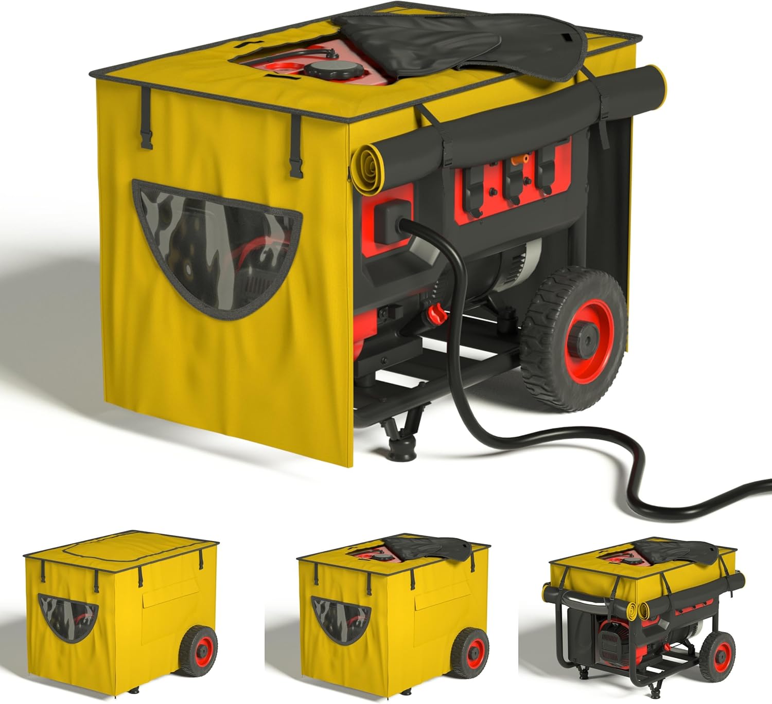 Outdoor Generator Covers,Generator Running Covers,32X24X24 inches, Heavy-Duty Waterproof Generator Covers,Top Can Be Opened for Refueling,Suitable for 3000W-10000W Frame Type Generators,Yellow. FDJZ-03