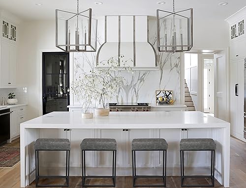 Miniatura 10 de Erste!Bravo Juego de 4 taburetes de bar de altura de mostrador marrón para encimera de cocina de 24 pulgadas, sin espalda, modernos taburetes de bar