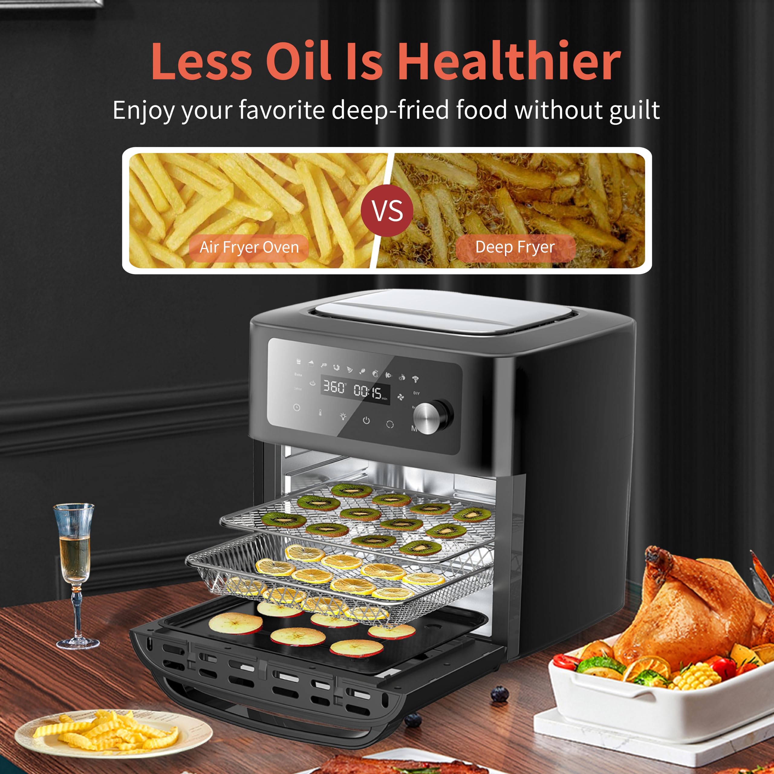 Gevi Air Fryer Toaster Oven Combo, Large Digital LED