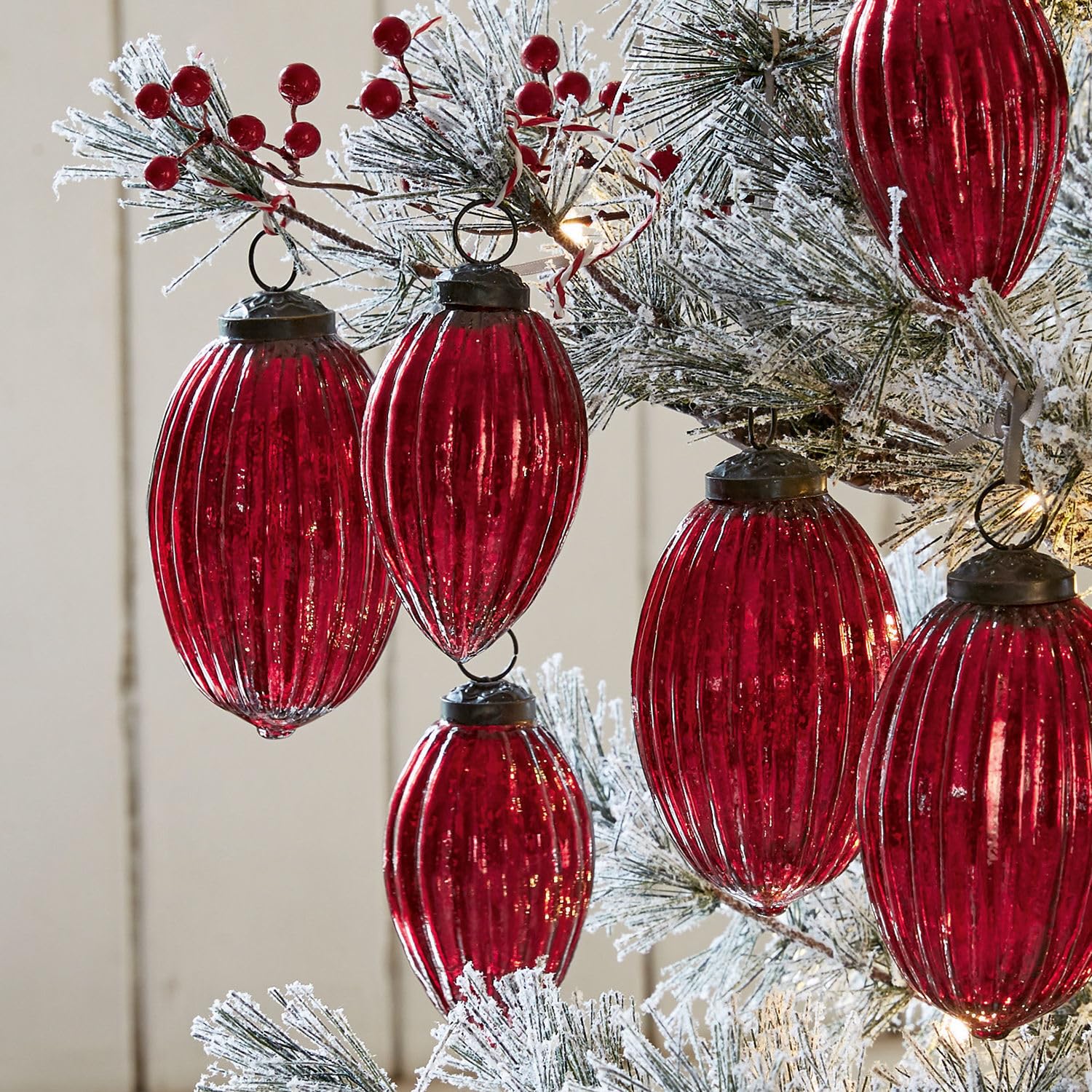 Loberon Weihnachtsschmuck 6er Set Blavet, antikrot