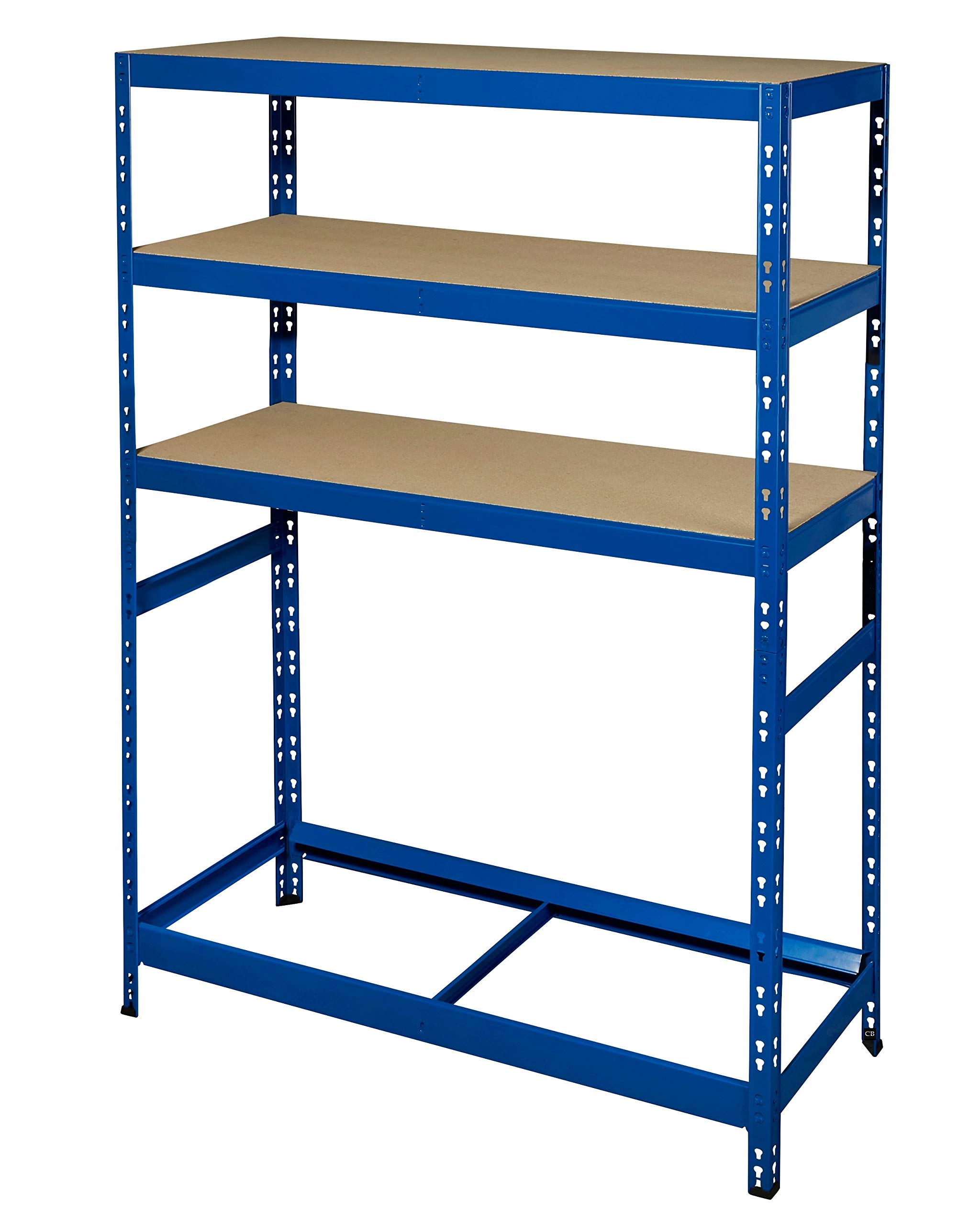 Schwerlastregal als Reifenregal | für 8 Reifen ✓ 110 cm breit | blau ✓ Werkstattregal Reifenständer Garagenregal (1, 1 Reifen Ebene + 3 Ablage Ebenen)