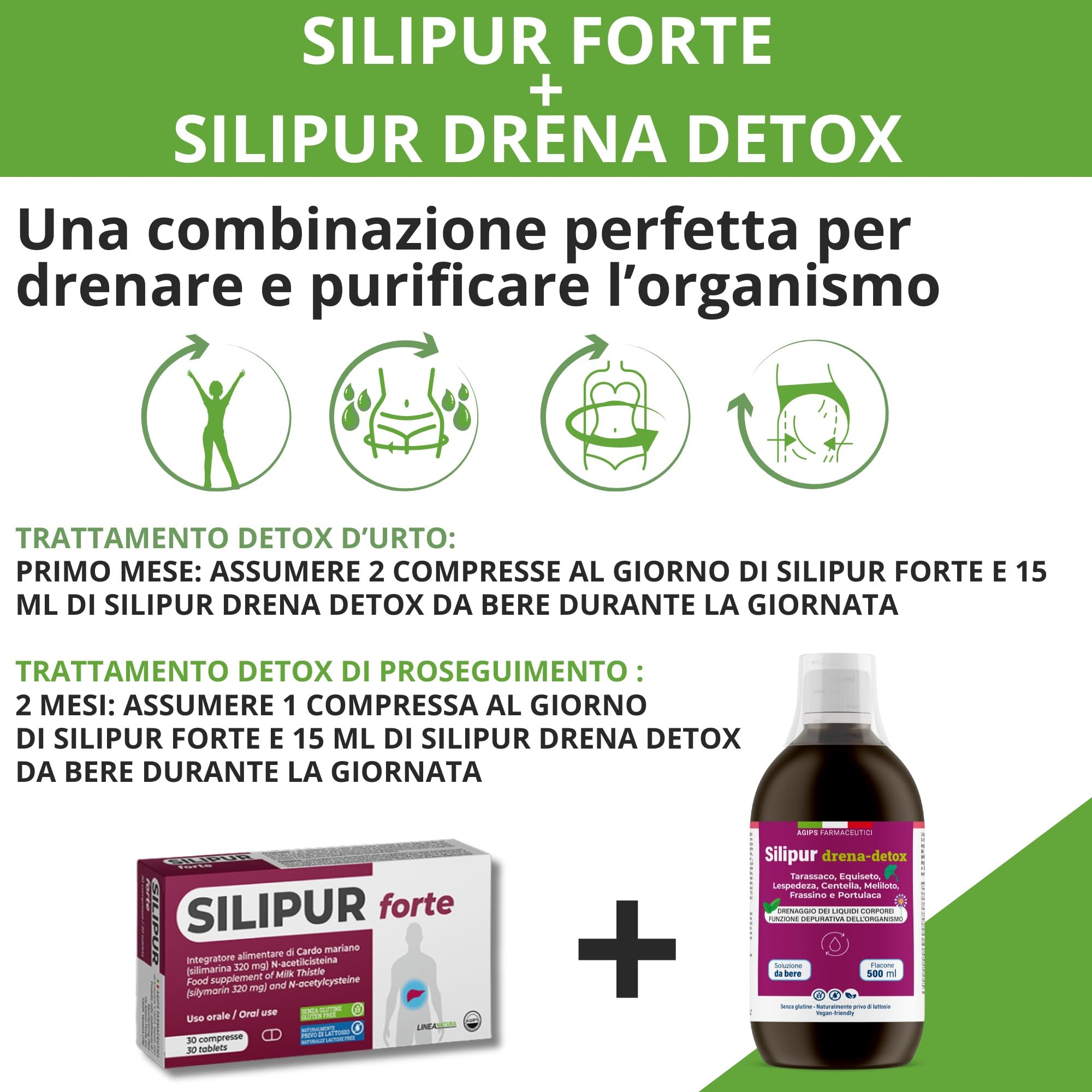Agips Silipur Forte Fegato Disintossicante Forte Depurativo Con Cardo Mariano N-Acetilcisteina 30 compresse (2 Scatole)