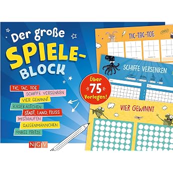Der gro e Spiele-Block I  ber 75 Vorlagen f r unterwegs K sek stchen Schiffe versenken Tic Tac Toe Vier gewinnt Stadt Land Fluss & mehr